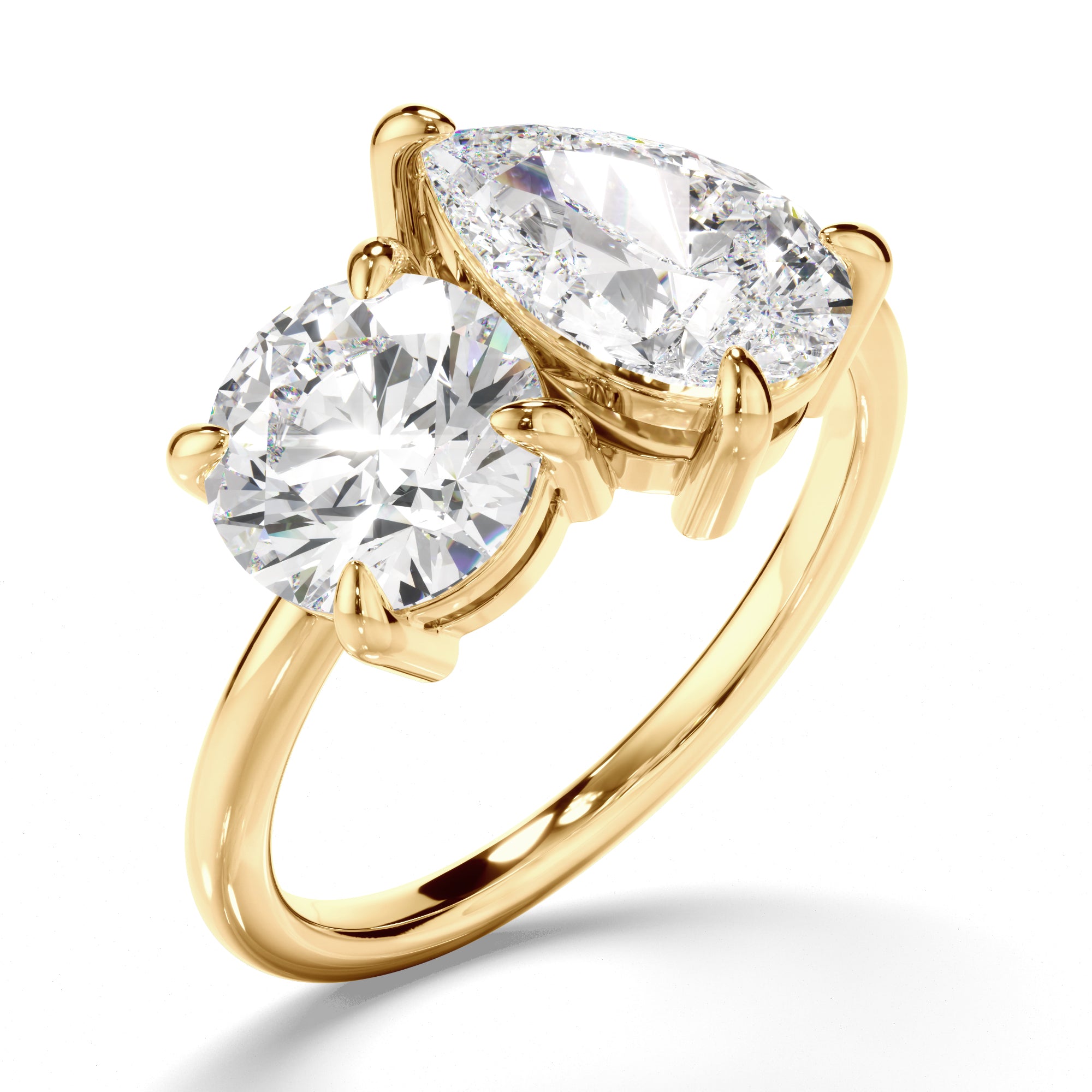Penrose - Round Brilliant & Pear Cut Diamond Toi et Moi Engagement Ring