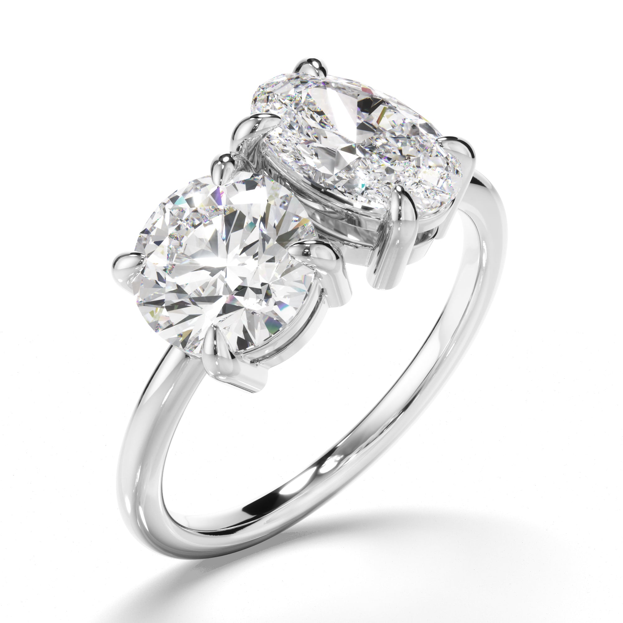 Piper - Round Brilliant & Oval Cut Diamond Toi et Moi Engagement Ring