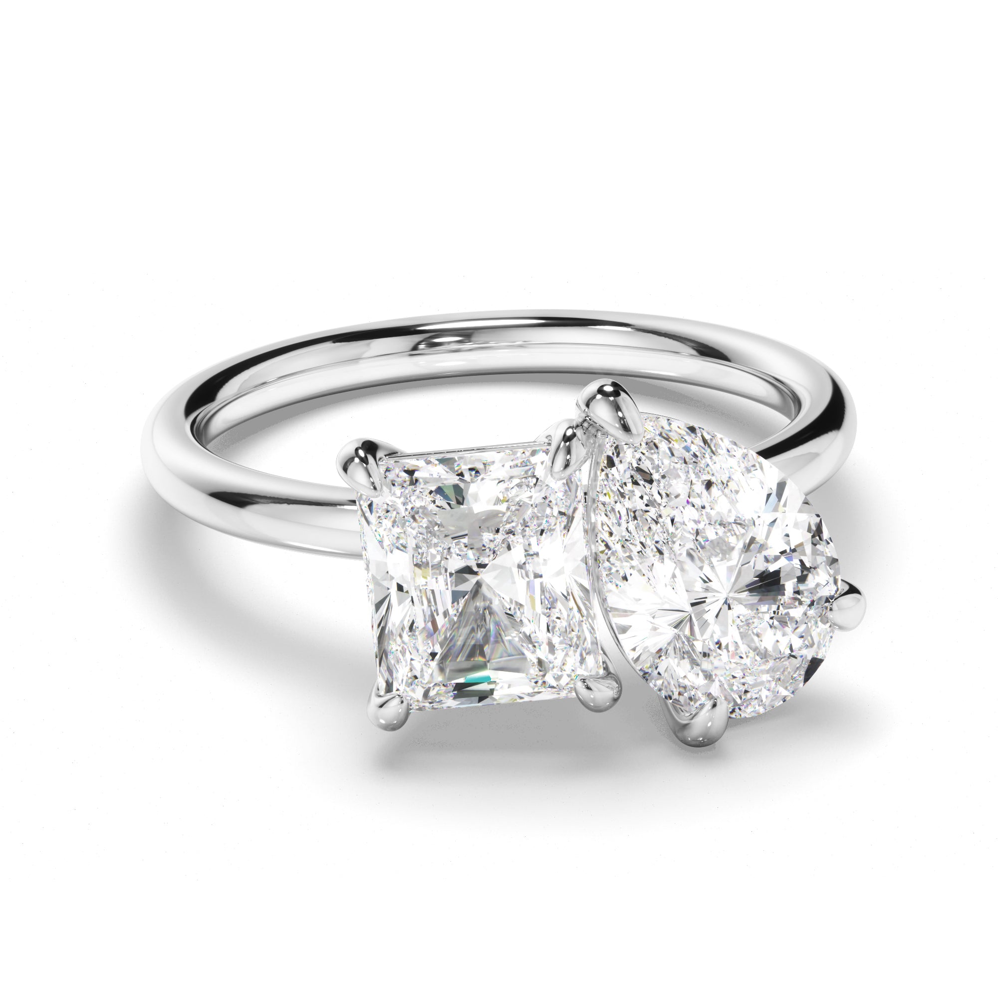 Anastasia - Radiant & Pear Cut Diamond Toi et Moi Engagement Ring