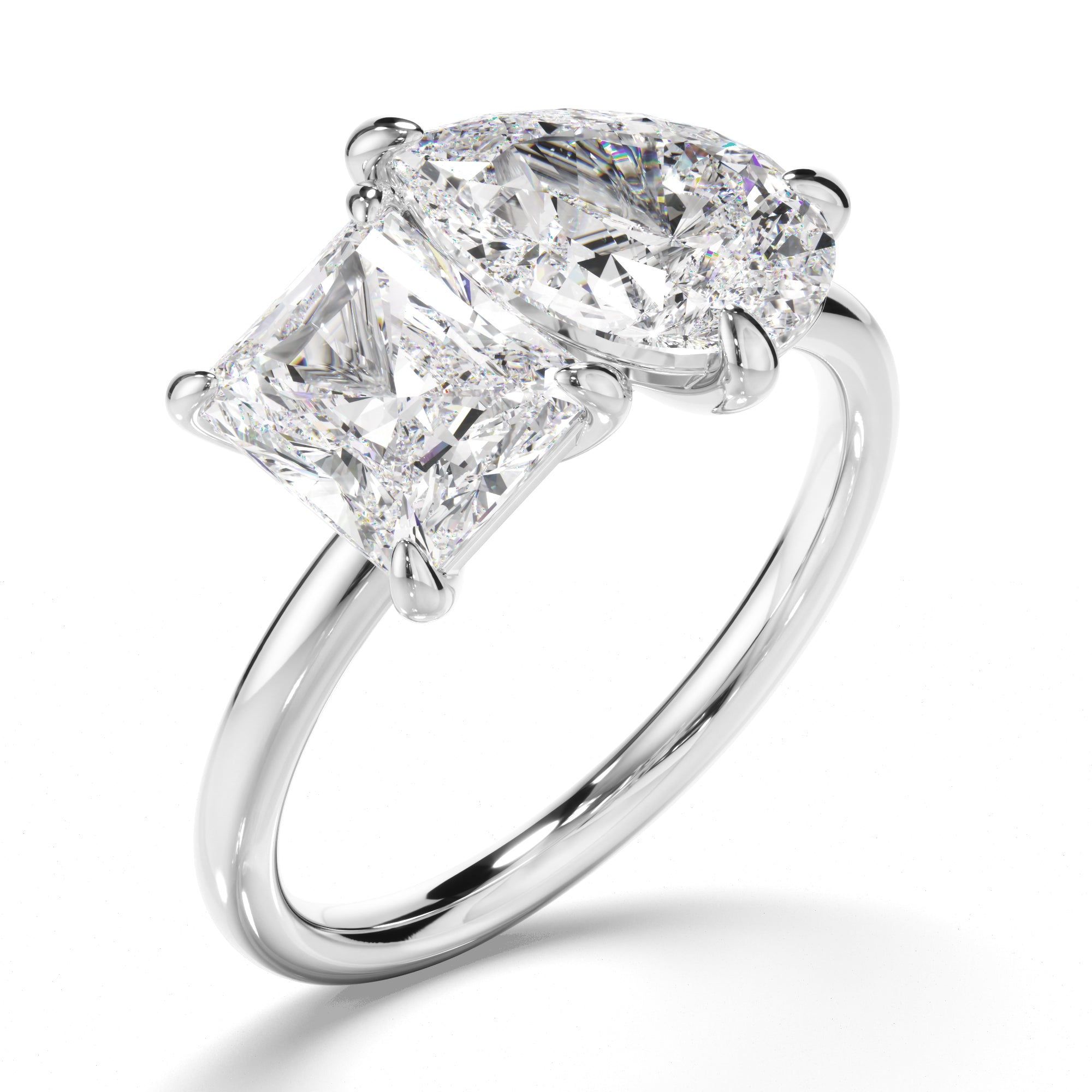 Anastasia - Radiant & Pear Cut Diamond Toi et Moi Engagement Ring