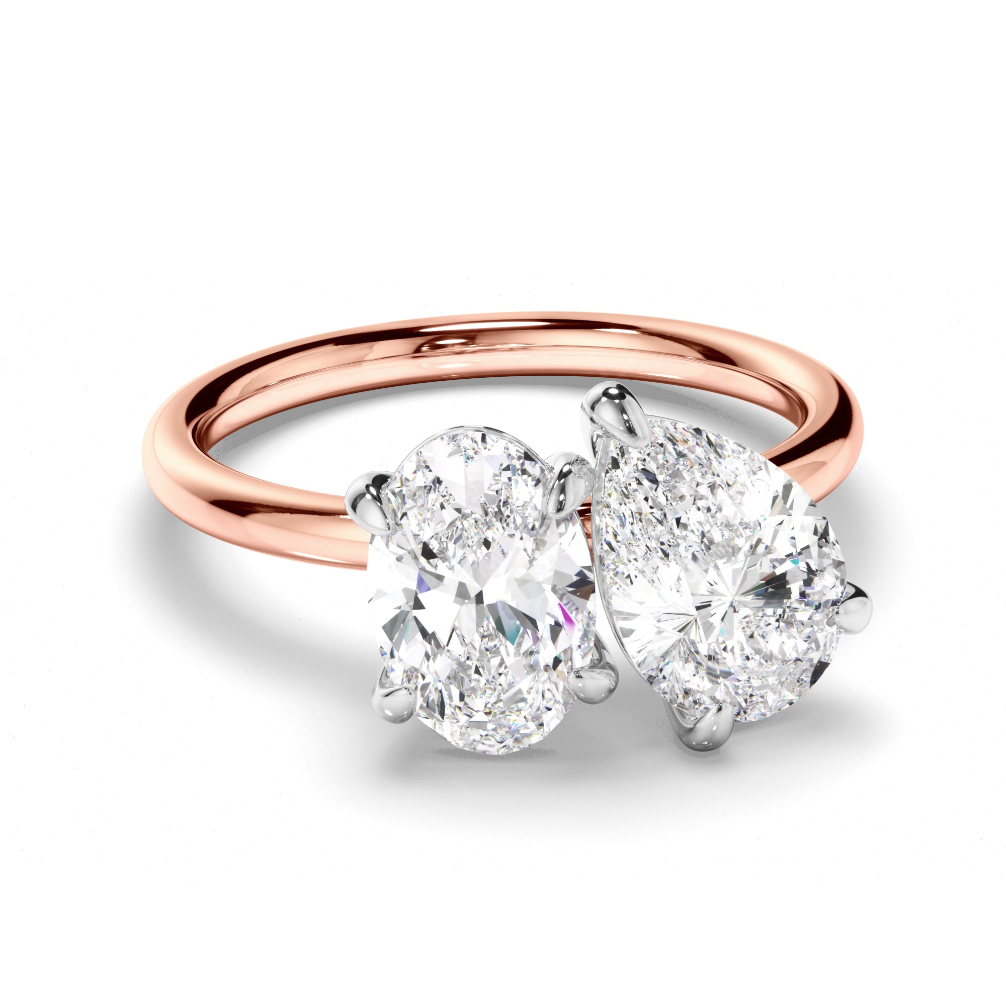 Emilia - Oval & Pear Cut Diamond Toi et Moi Engagement Ring