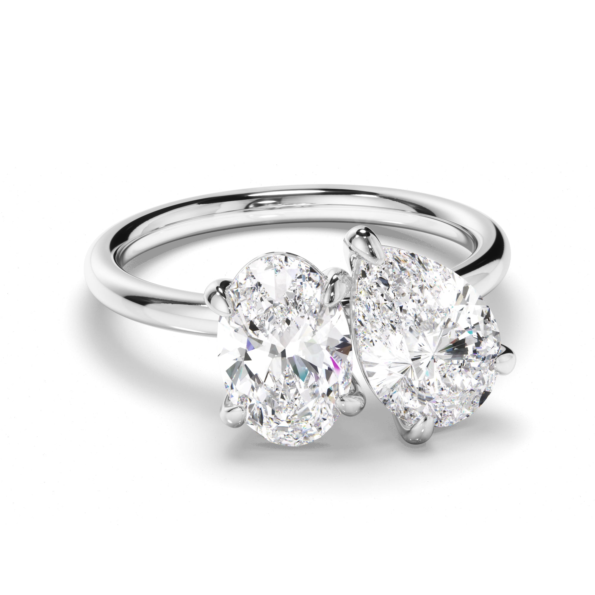 Emilia - Oval & Pear Cut Diamond Toi et Moi Engagement Ring