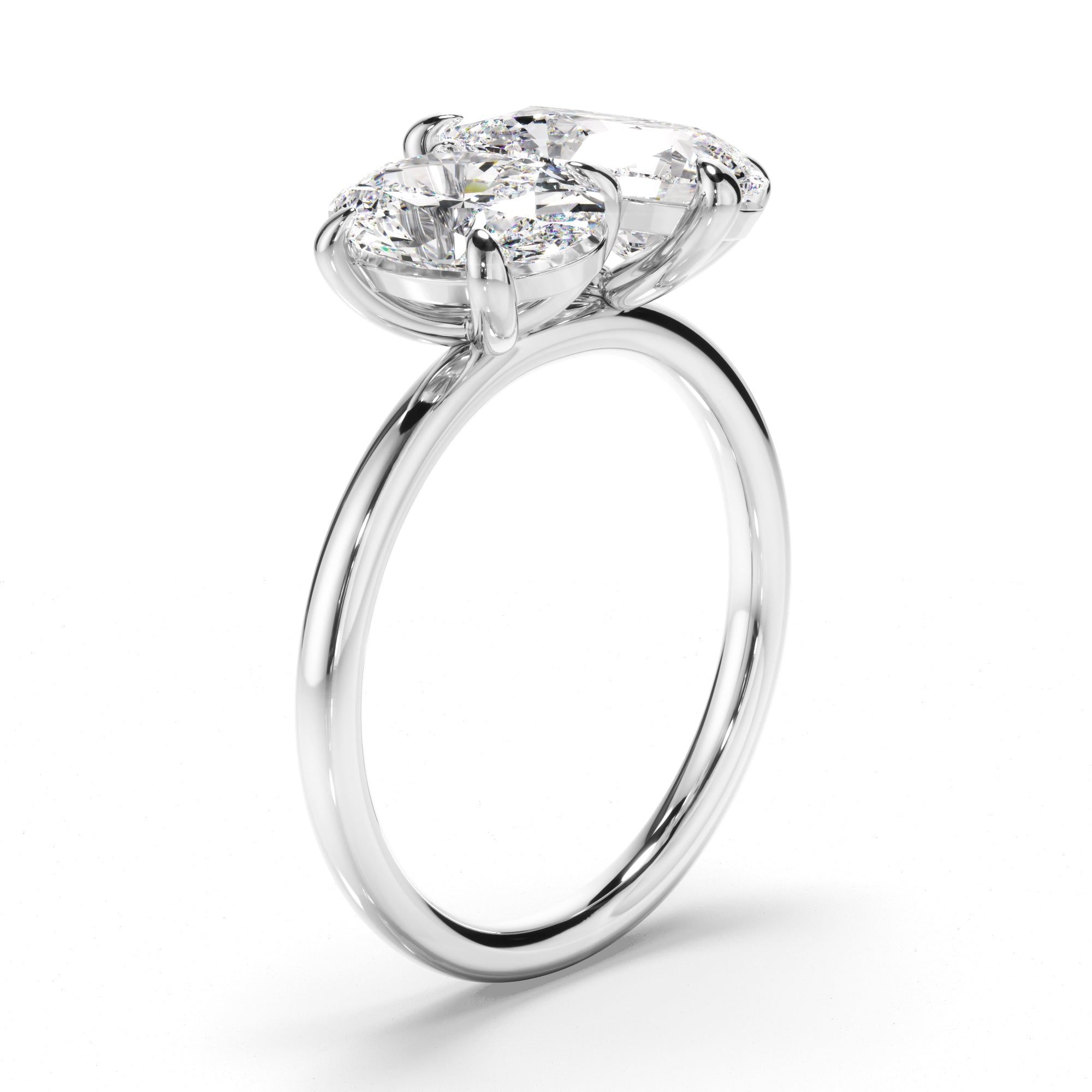 Emilia - Oval & Pear Cut Diamond Toi et Moi Engagement Ring