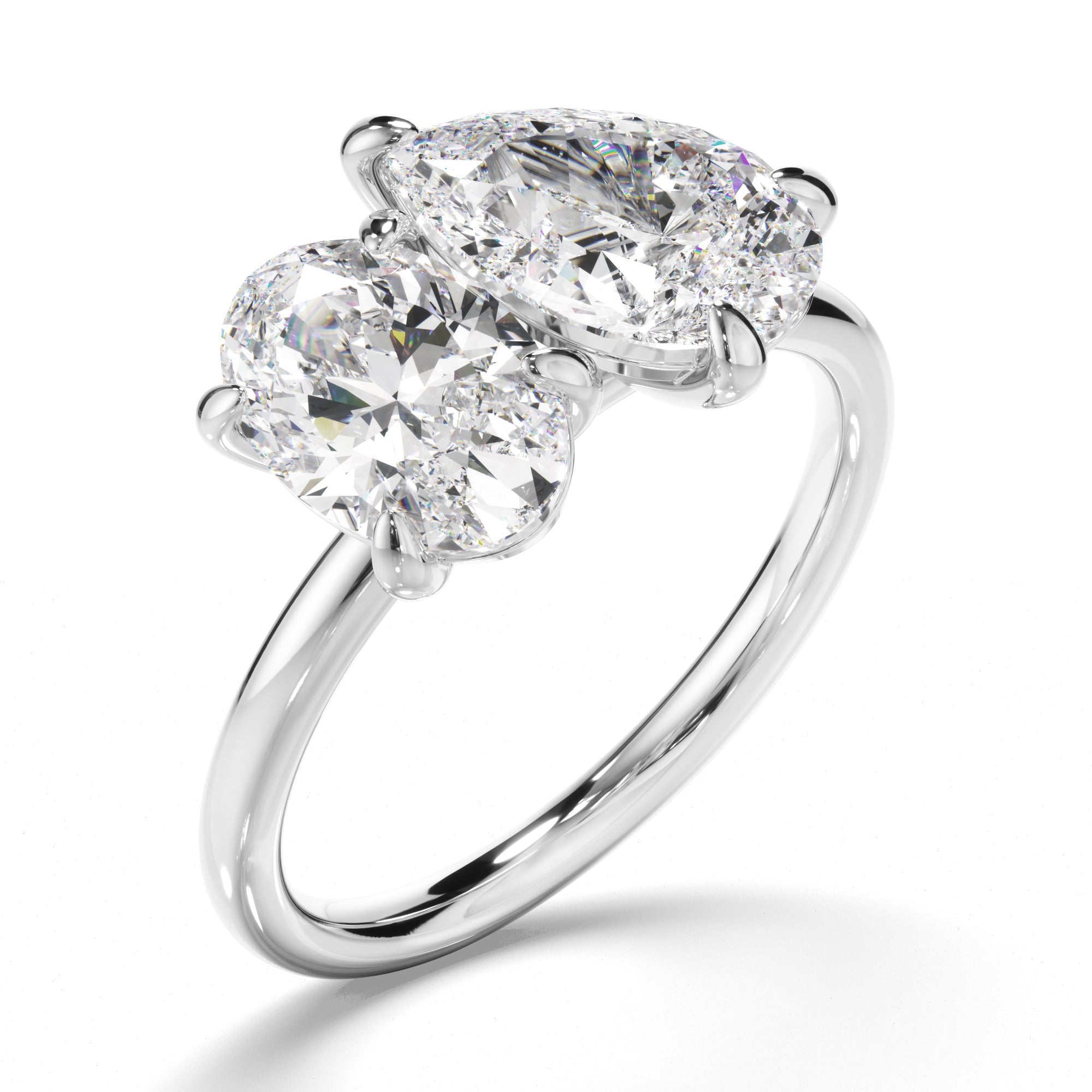 Emilia - Oval & Pear Cut Diamond Toi et Moi Engagement Ring