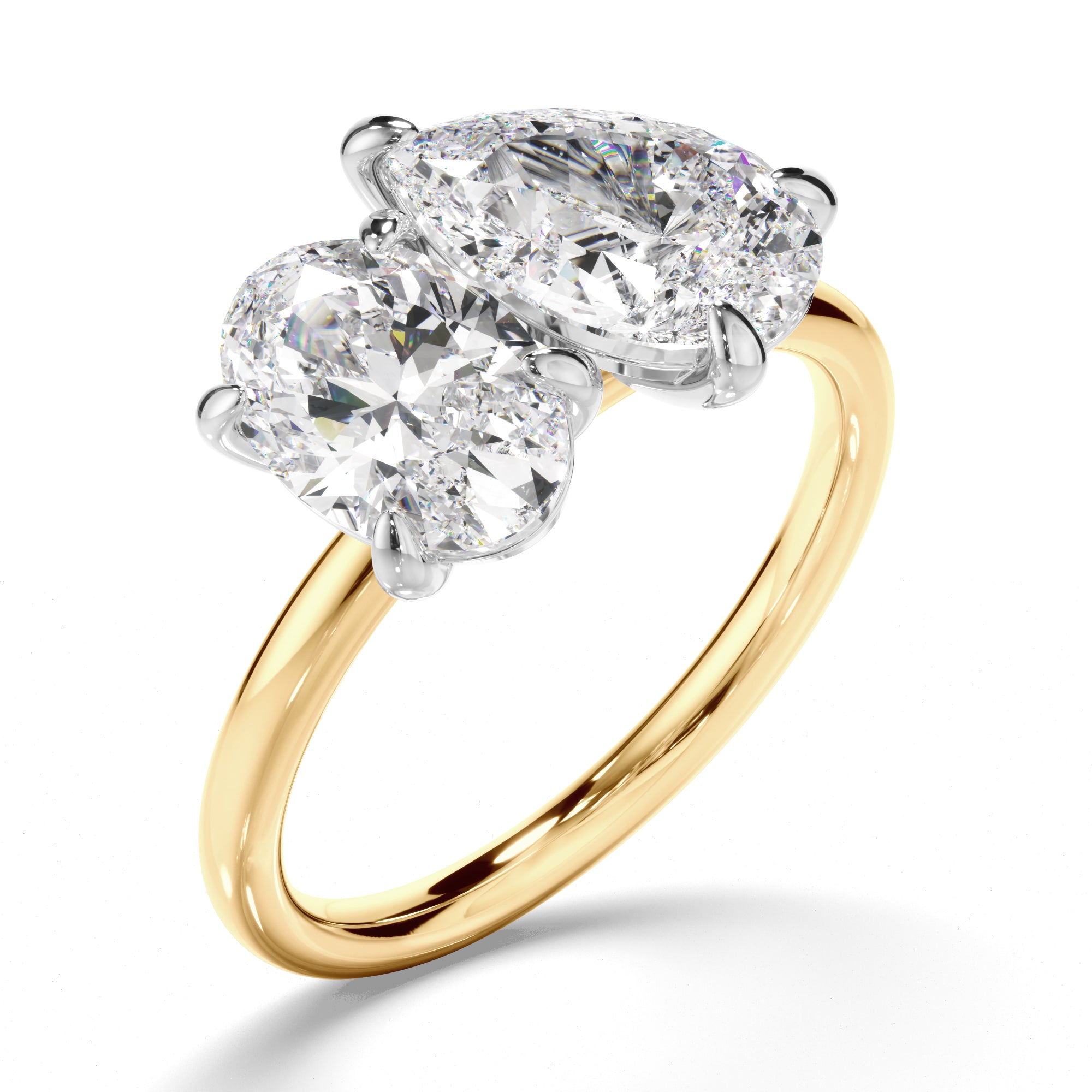 Emilia - Oval & Pear Cut Diamond Toi et Moi Engagement Ring