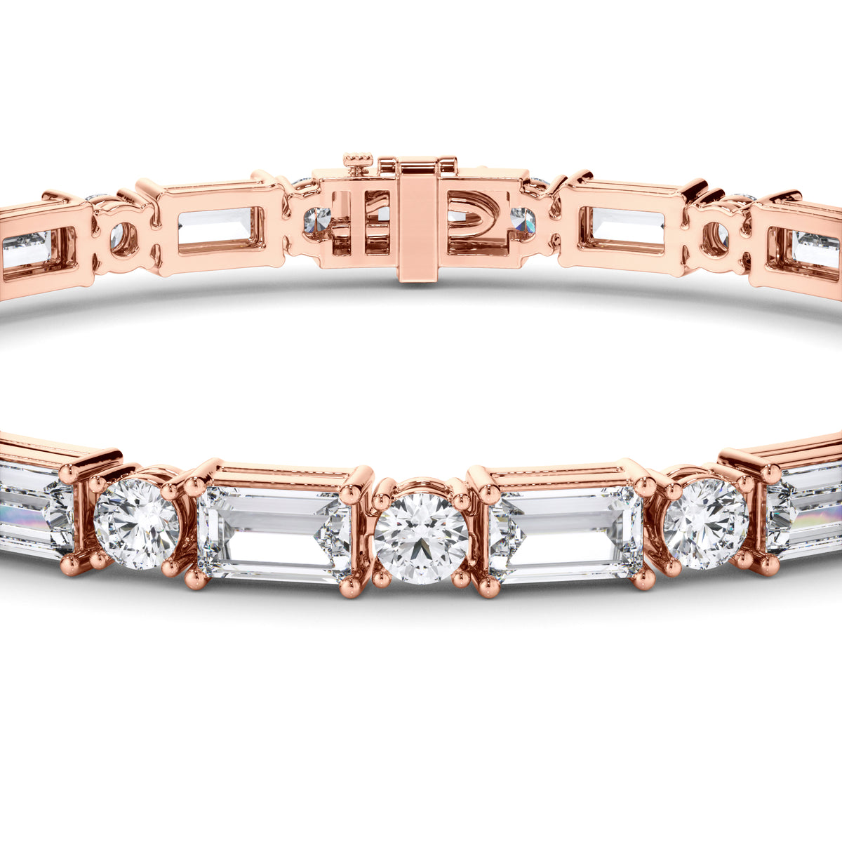 Amara - Alternating Baguette & Round Diamond Tennis Bracelet