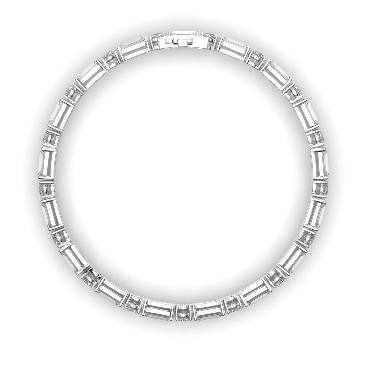 Amara - Alternating Baguette & Round Diamond Tennis Bracelet