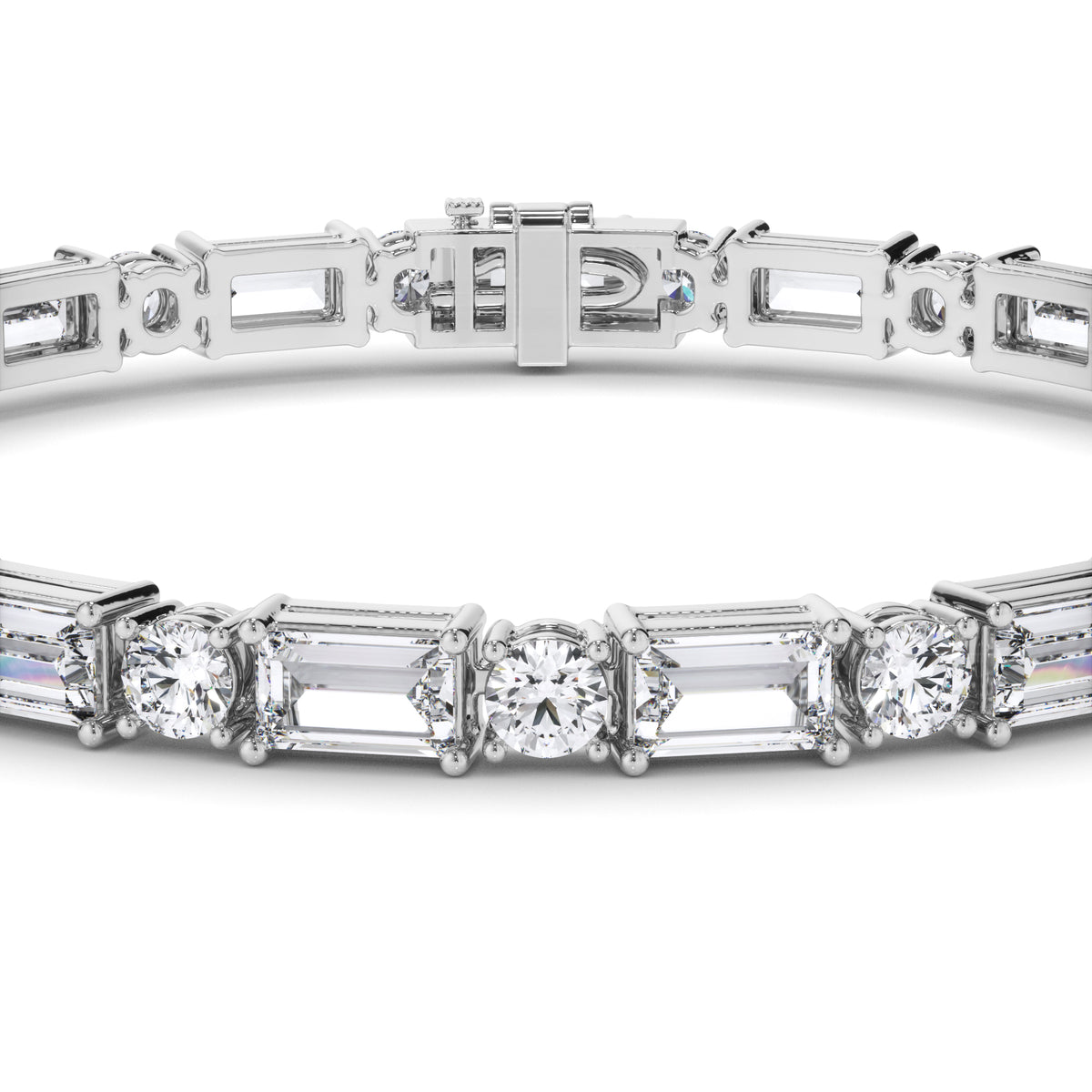 Amara - Alternating Baguette & Round Diamond Tennis Bracelet