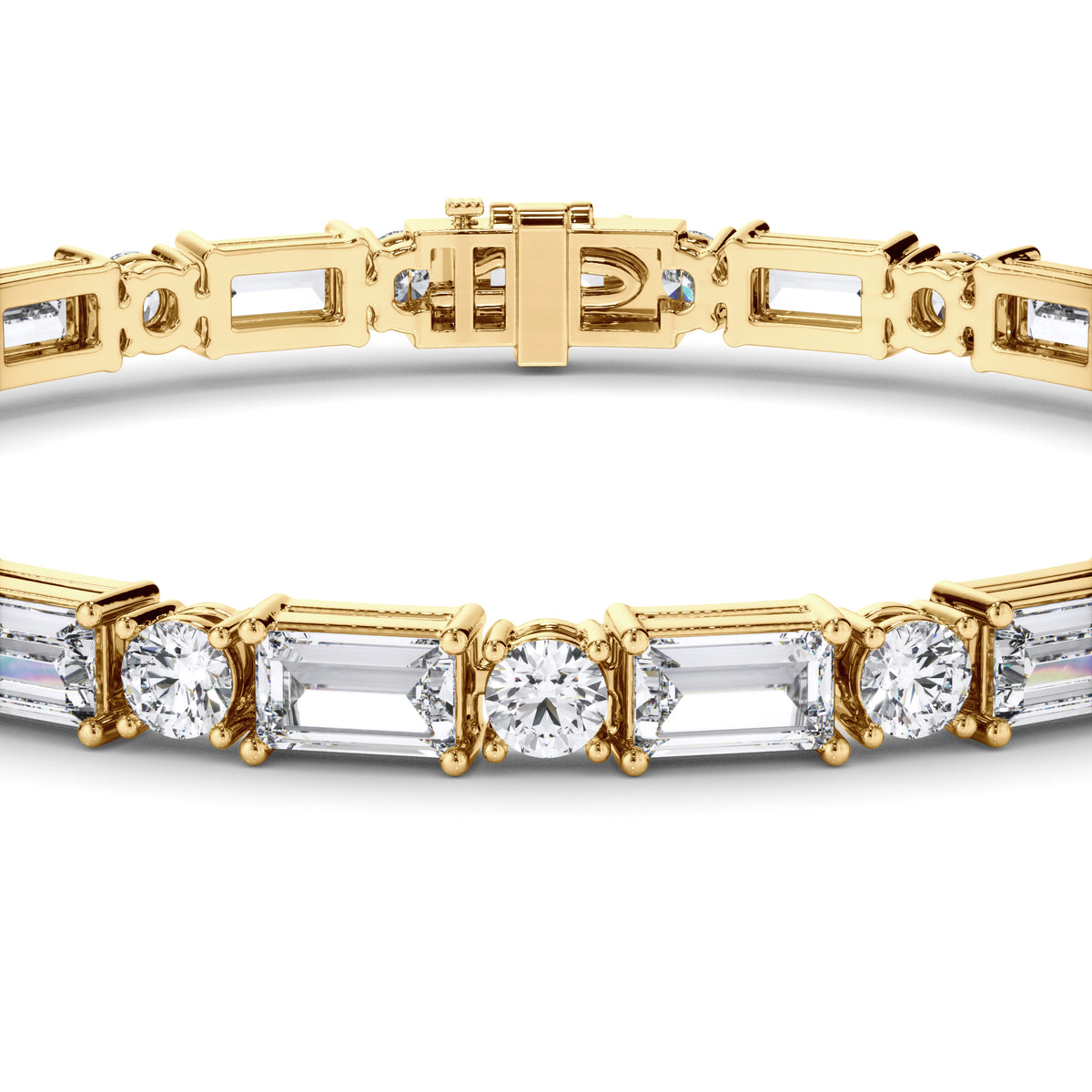 Amara - Alternating Baguette & Round Diamond Tennis Bracelet