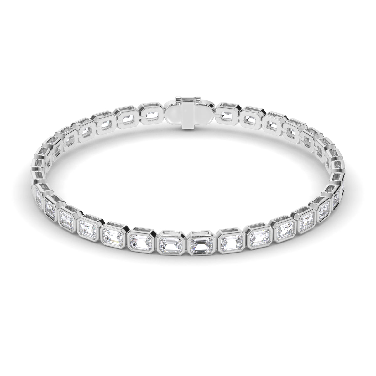 Venus - East-West Bezel-Set Emerald Cut Diamond Tennis Bracelet