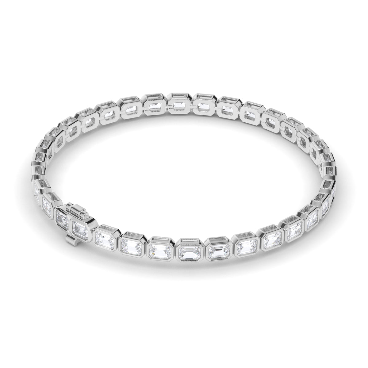 Venus - East-West Bezel-Set Emerald Cut Diamond Tennis Bracelet