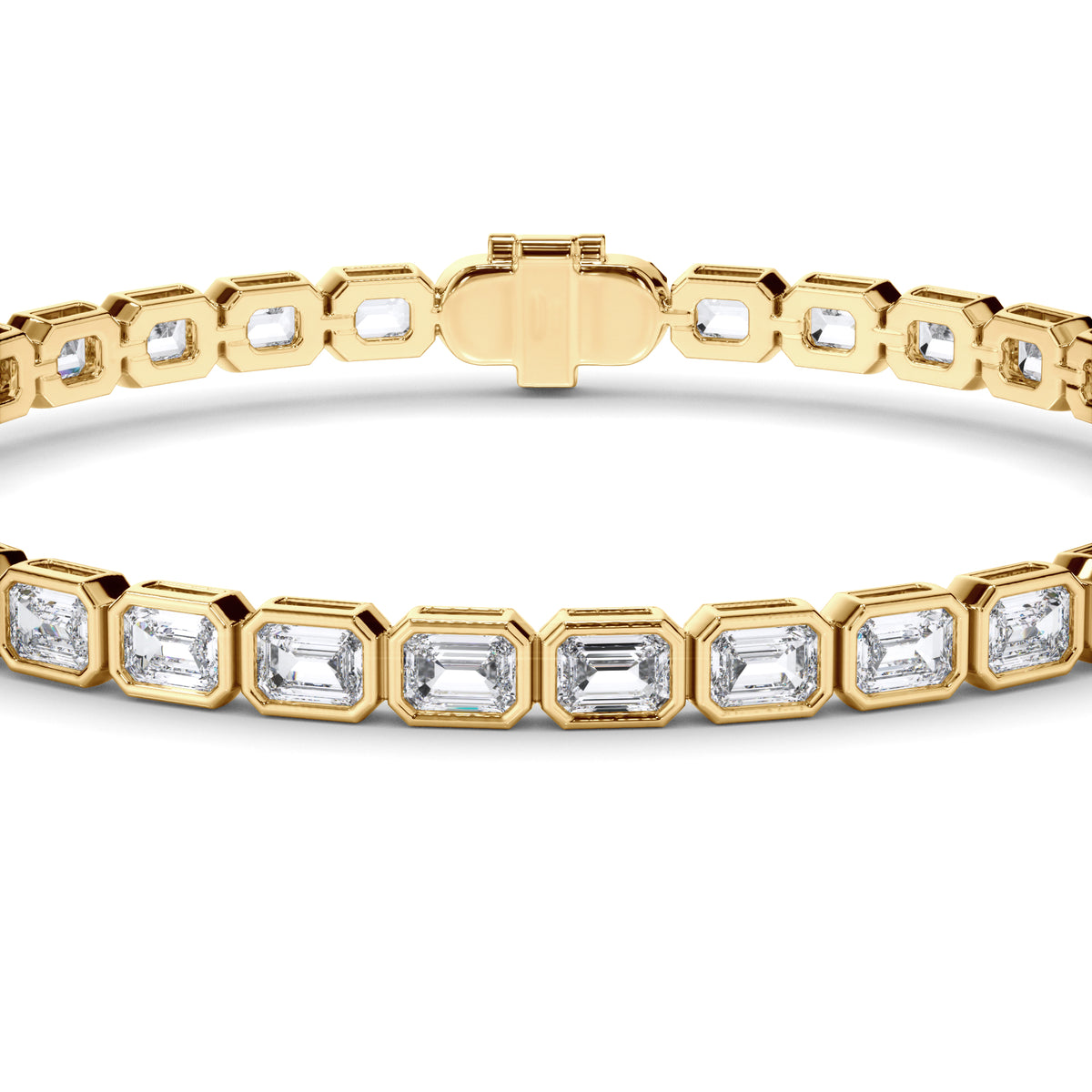 Venus - East-West Bezel-Set Emerald Cut Diamond Tennis Bracelet