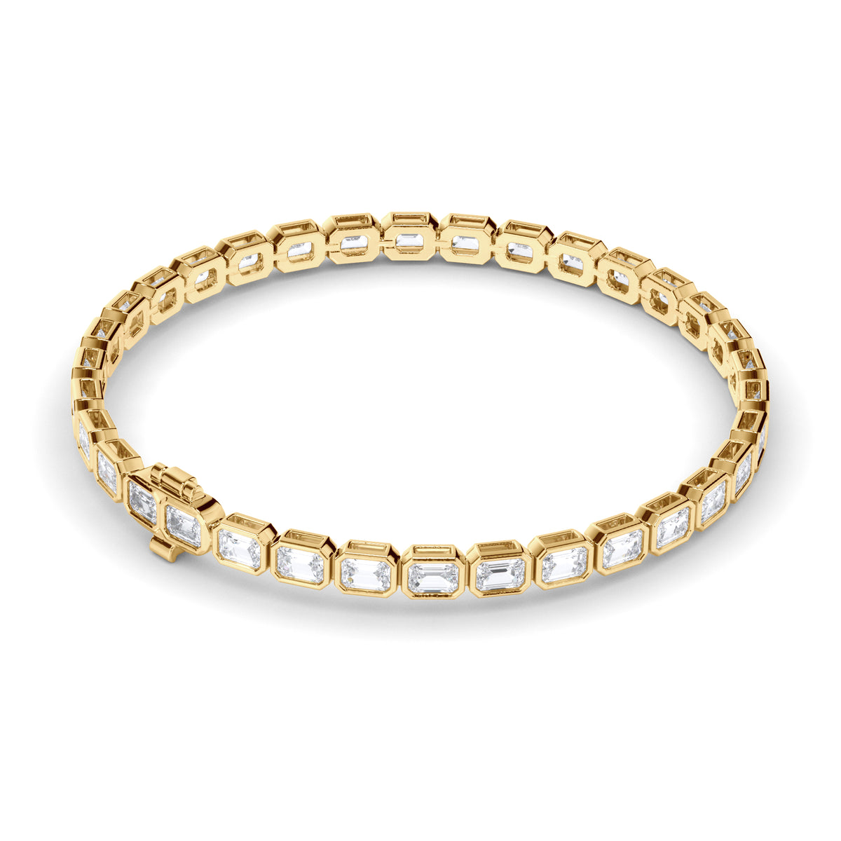 Venus - East-West Bezel-Set Emerald Cut Diamond Tennis Bracelet