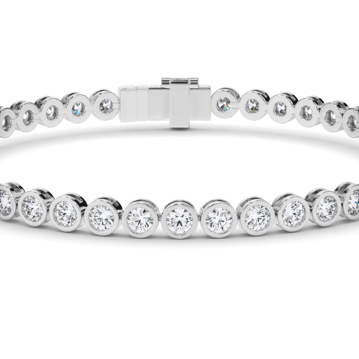 Constance - Bezel-Set Round Brilliant Diamond Tennis Bracelet