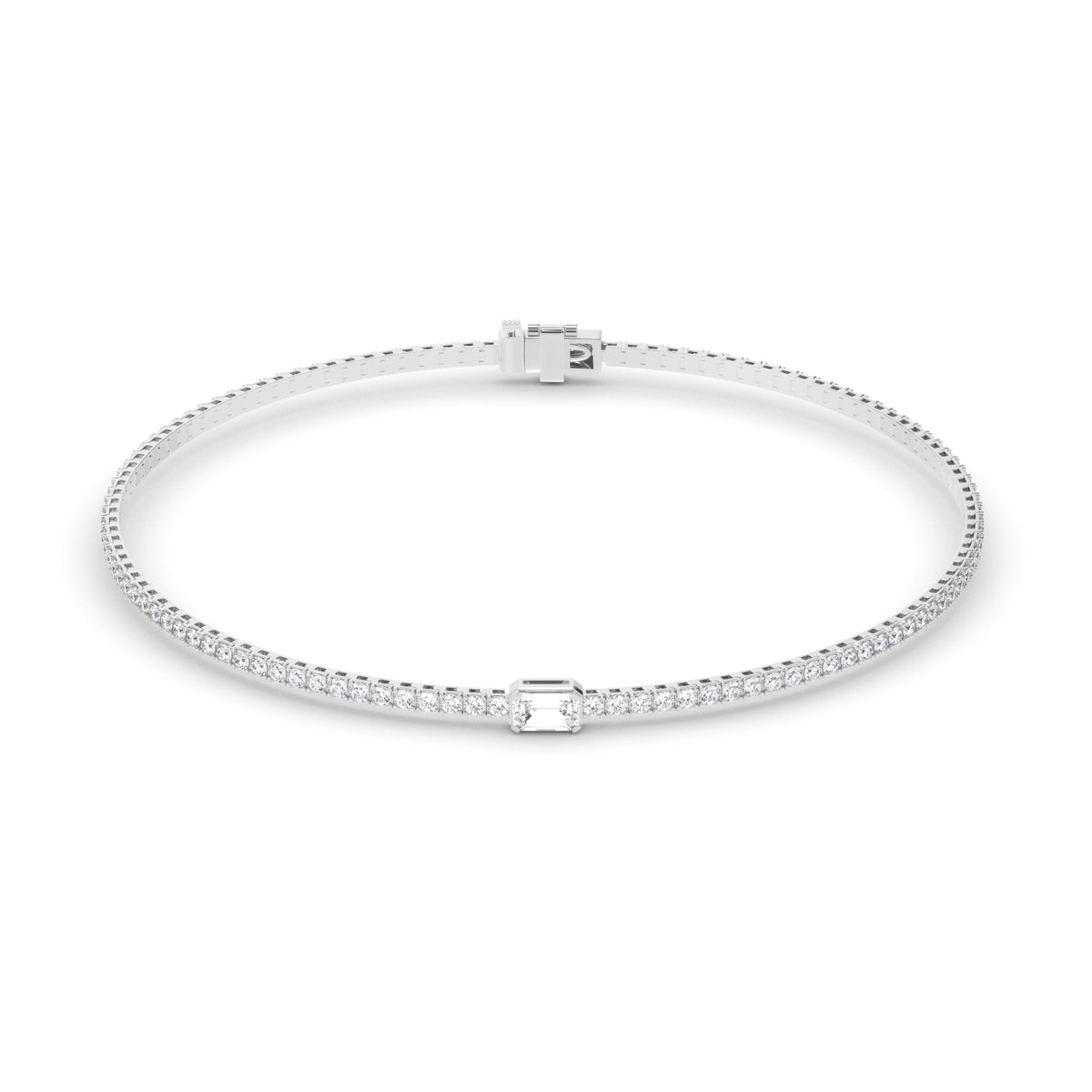Isla - Emerald Cut Centre Diamond Tennis Bracelet