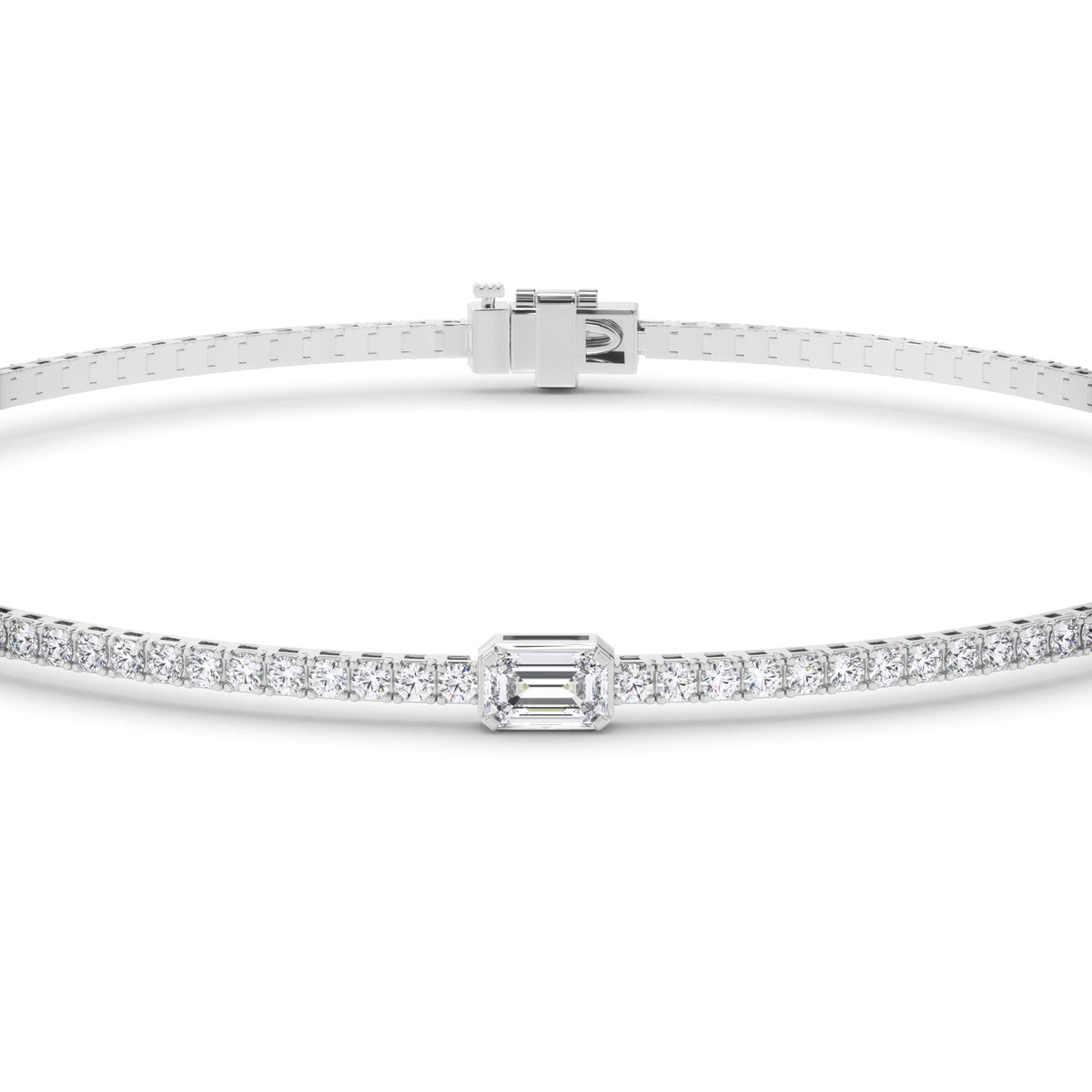 Isla - Emerald Cut Centre Diamond Tennis Bracelet