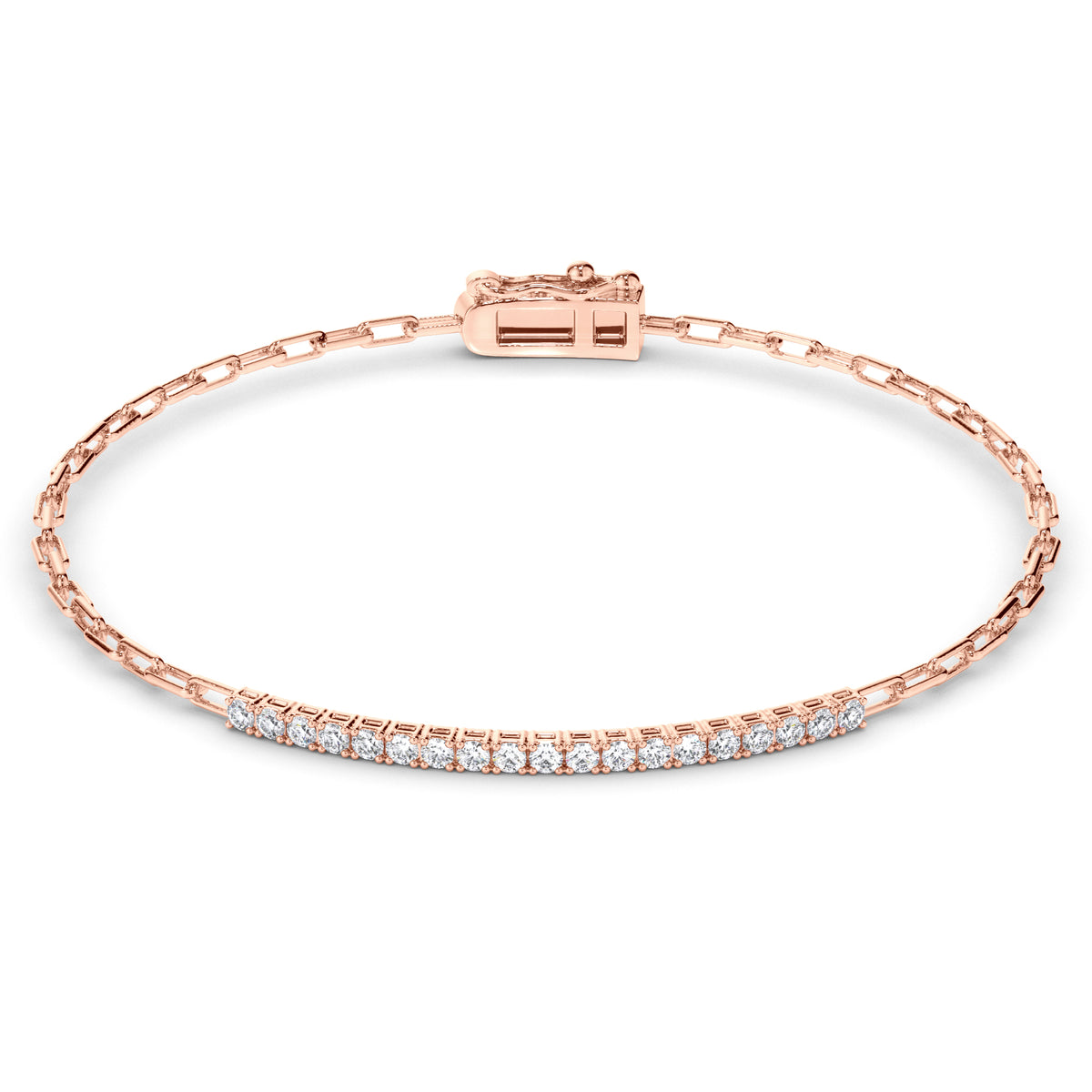 Marcella - Round Brilliant Diamond Bar Link Bracelet