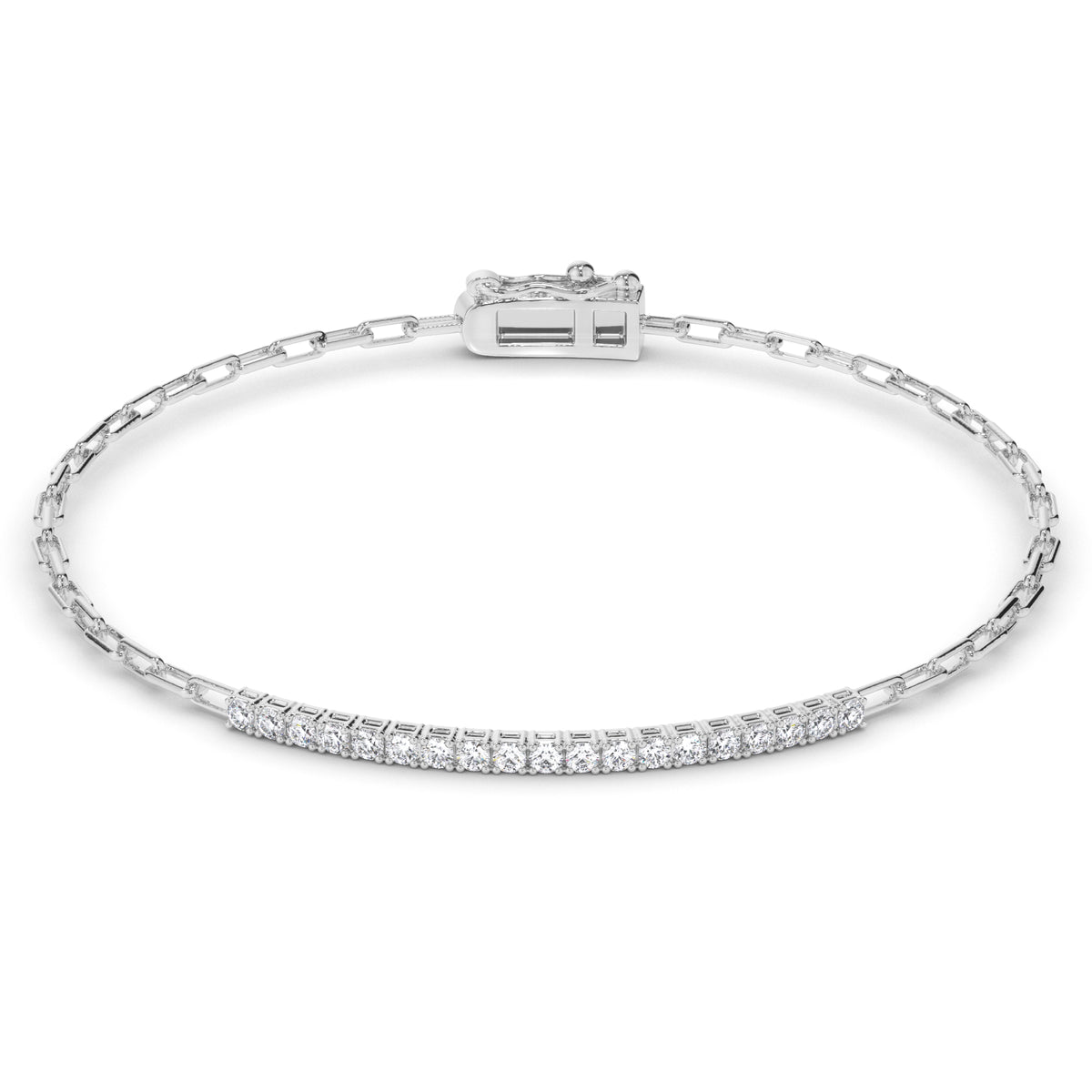 Marcella - Round Brilliant Diamond Bar Link Bracelet