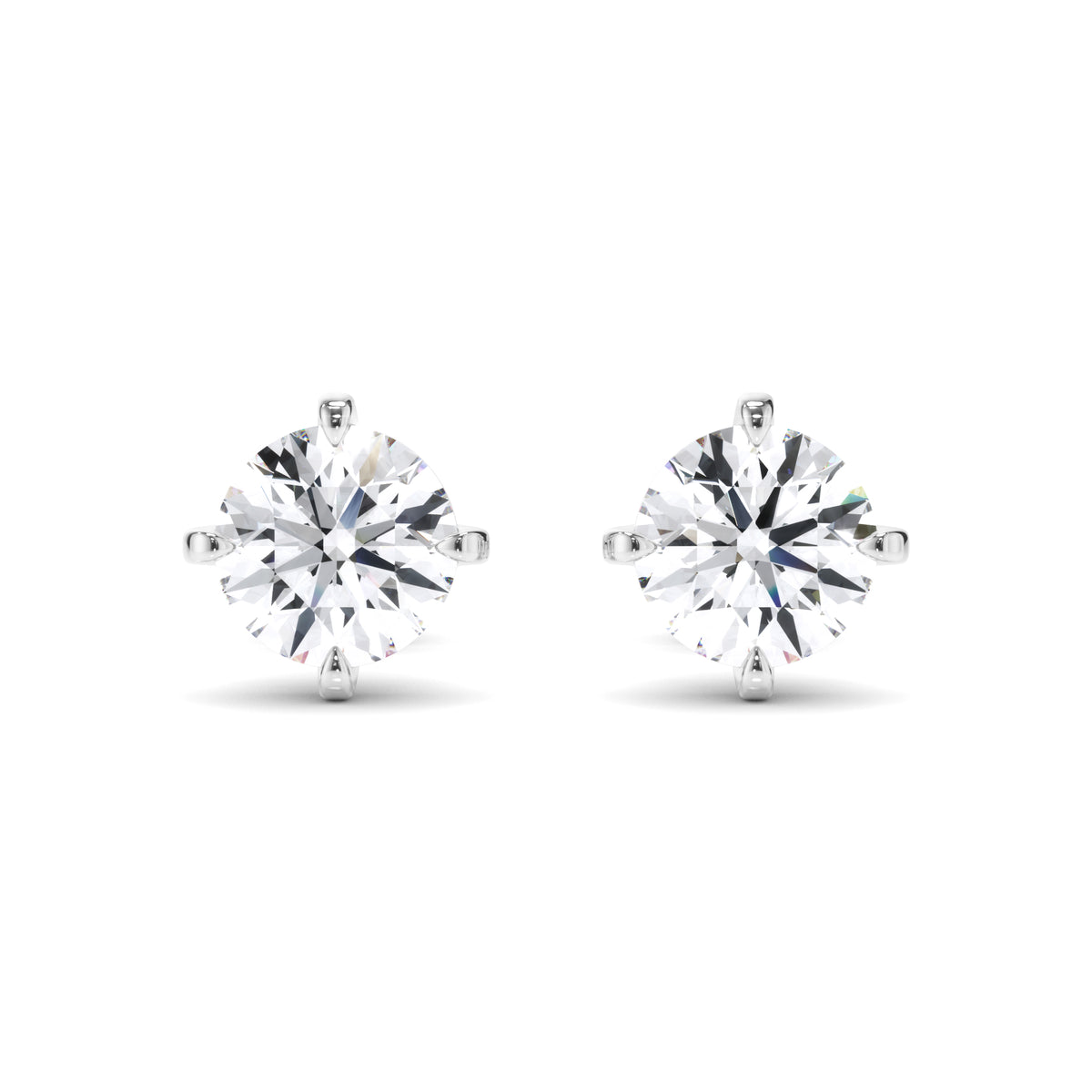 Noémie - Round Brilliant Cut Diamond Stud Earrings