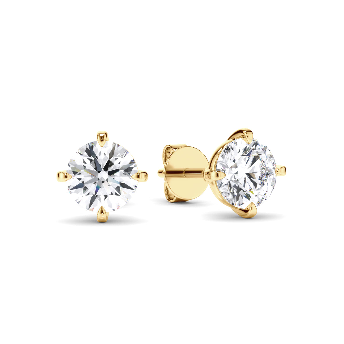 Noémie - Round Brilliant Cut Diamond Stud Earrings
