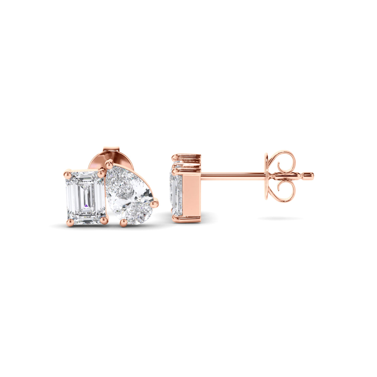 Madeline - Emerald & Pear Cut Diamond Stud Earrings