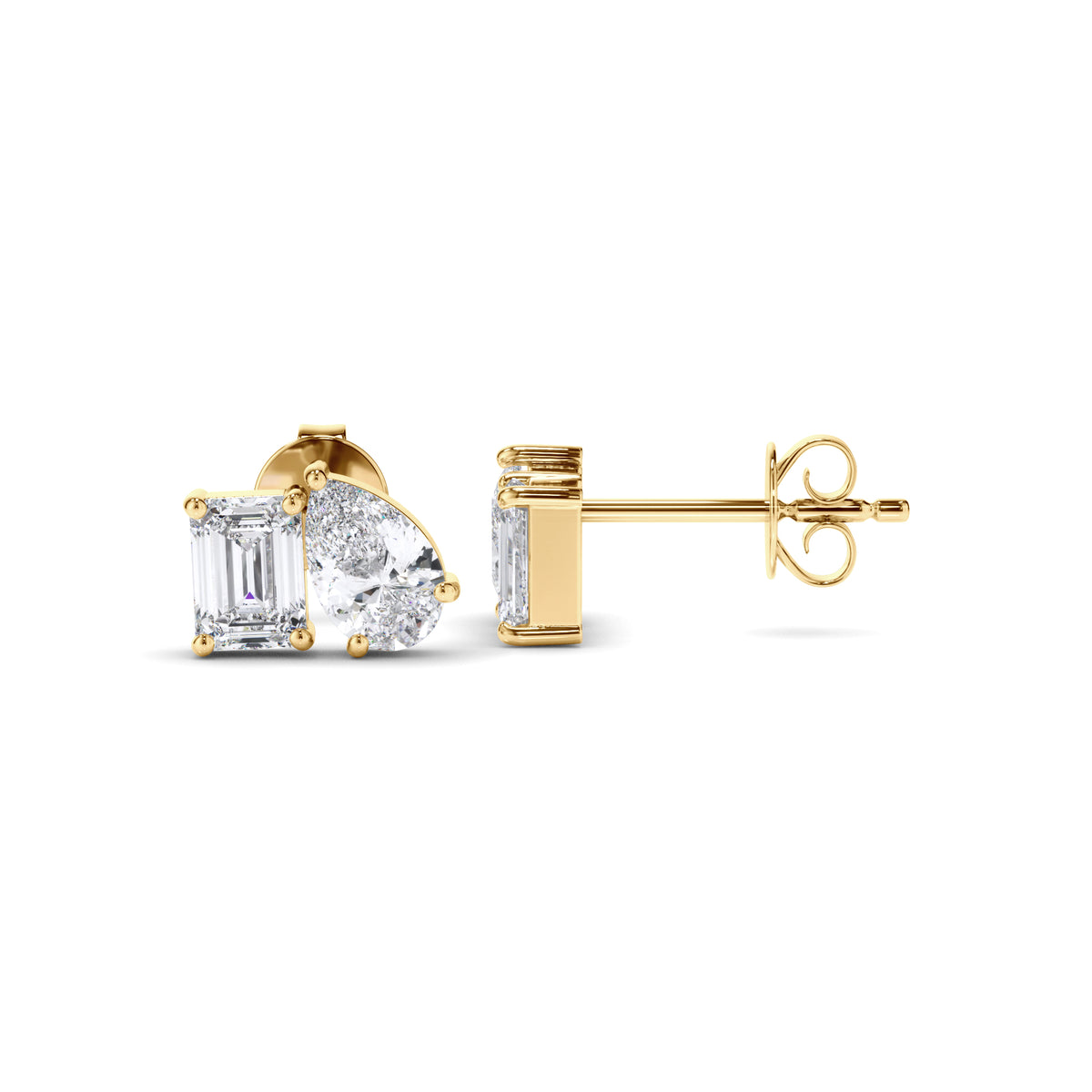 Madeline - Emerald & Pear Cut Diamond Stud Earrings