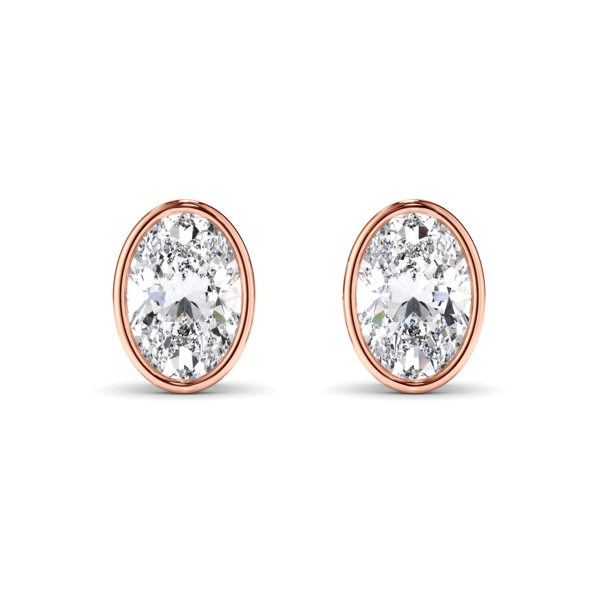 Blaise - Oval Cut Diamond Bezel Set Stud Earrings
