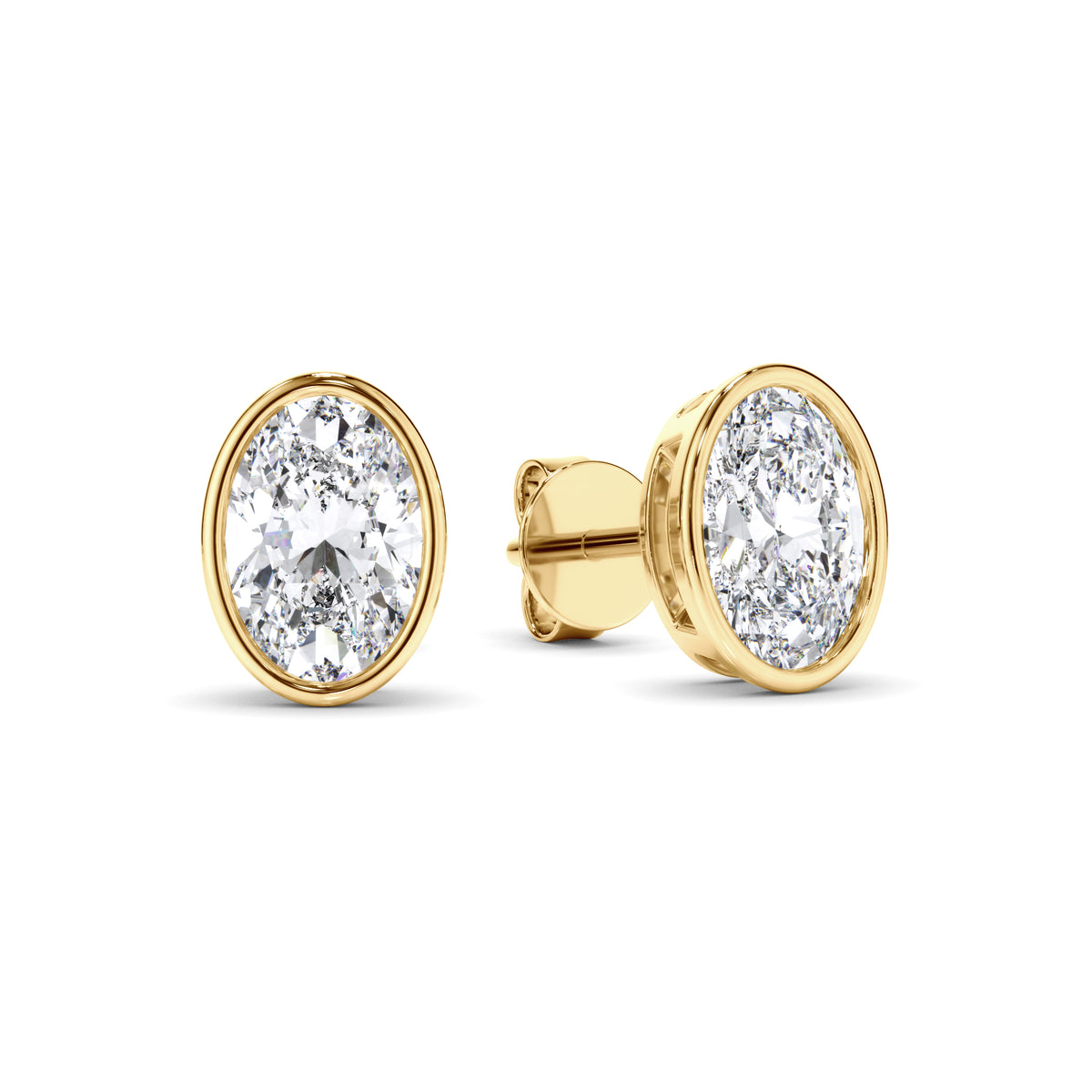 Blaise - Oval Cut Diamond Bezel Set Stud Earrings