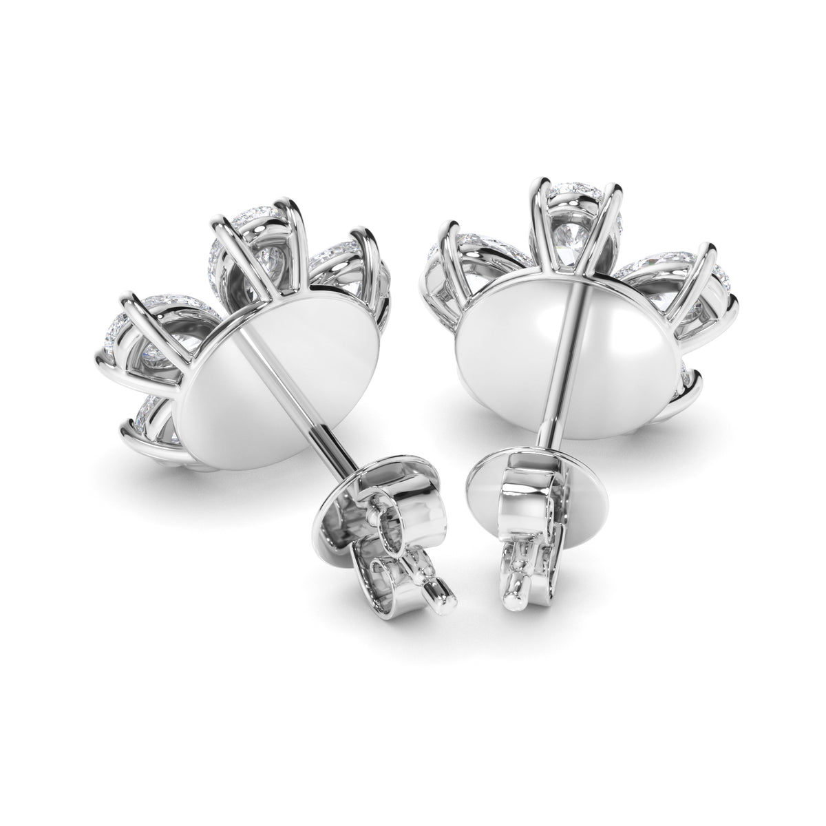 Flower - Pear Cut Diamond 5-Stone Stud Earrings