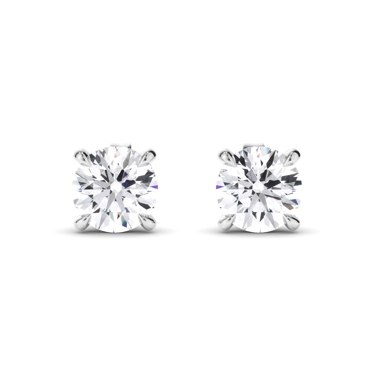 Amelia - Round Brilliant Cut Diamond Stud Earrings