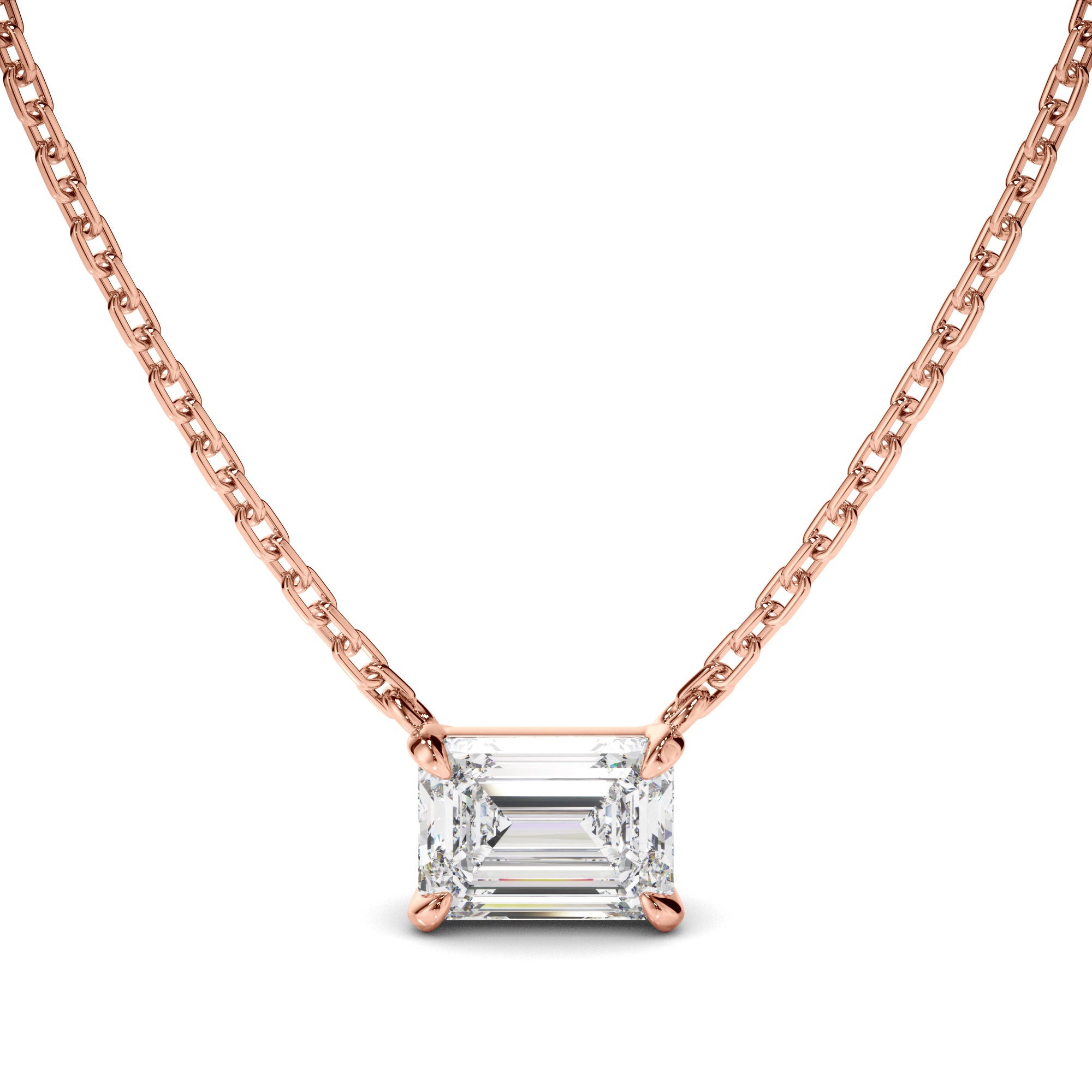 Venus - East West Emerald Cut Diamond Necklet