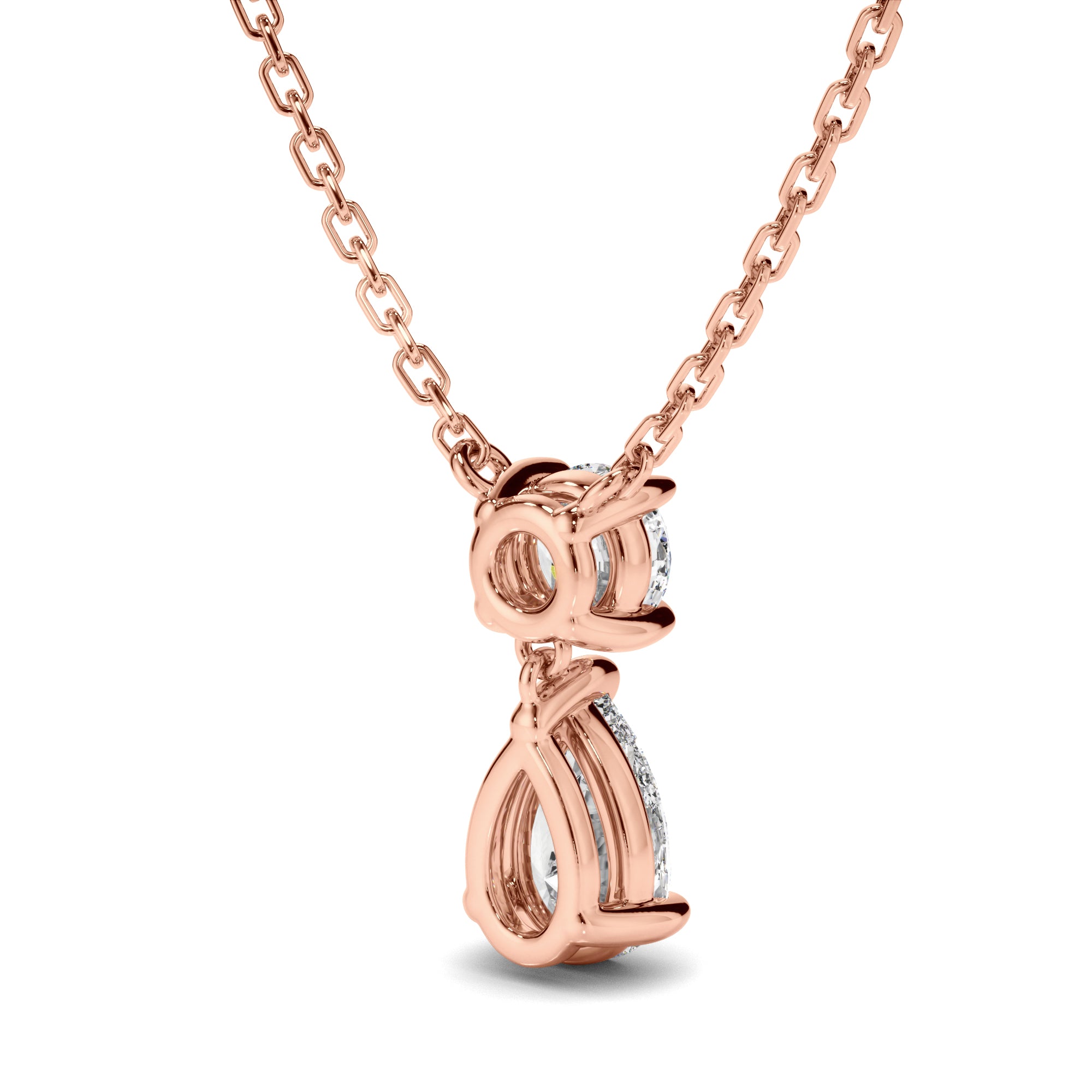 Penrose - Pear & Round Brilliant Cut Diamond Drop Pendant