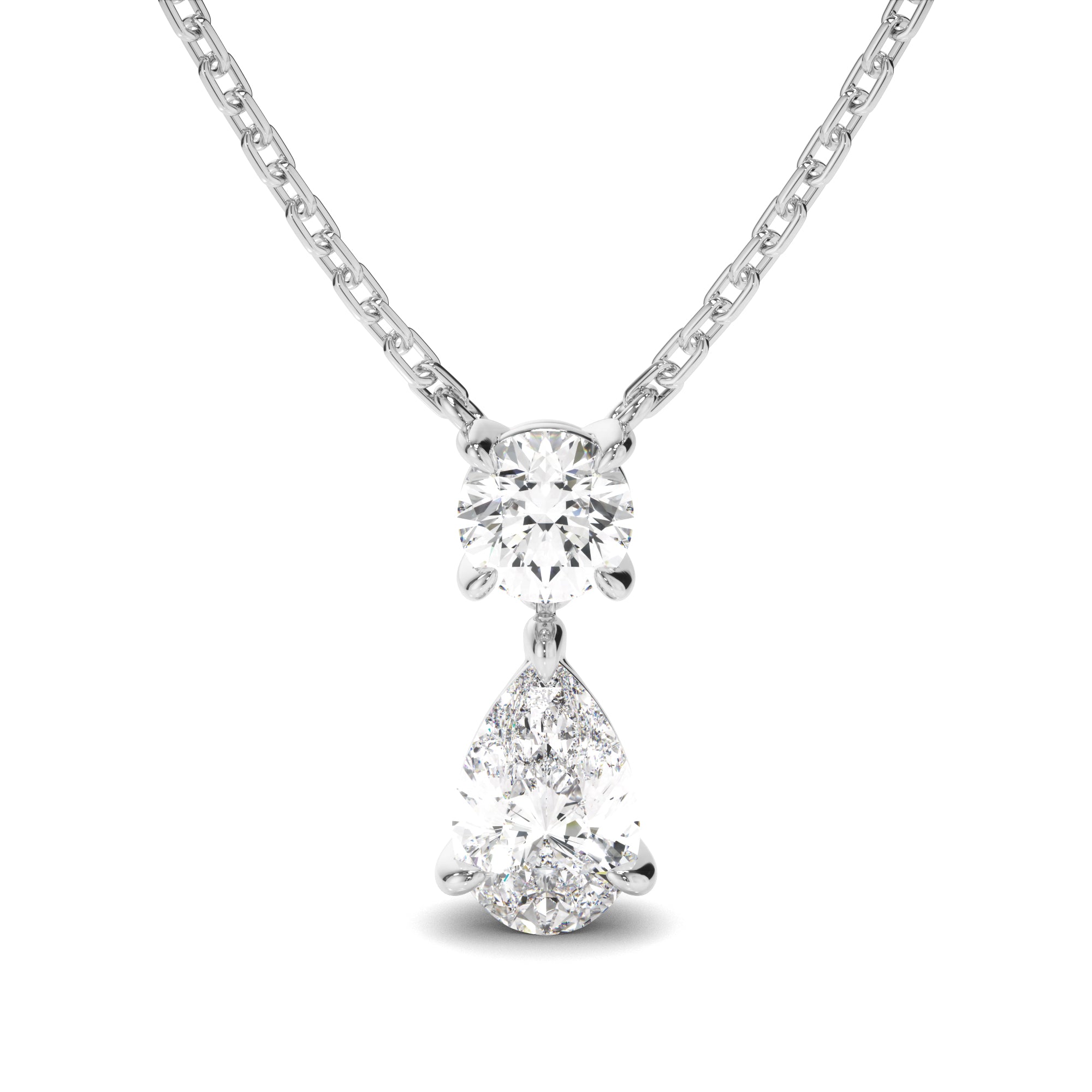 Penrose - Pear & Round Brilliant Cut Diamond Drop Pendant