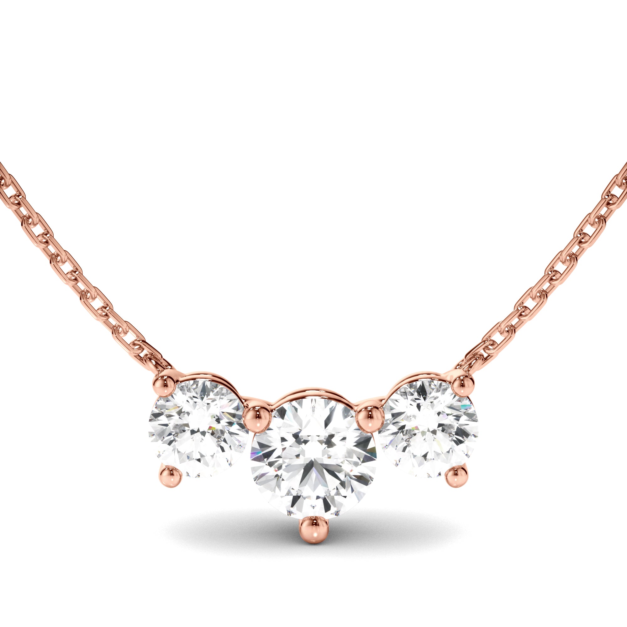 Zadie - Round Brilliant Cut Diamond Trilogy Necklet