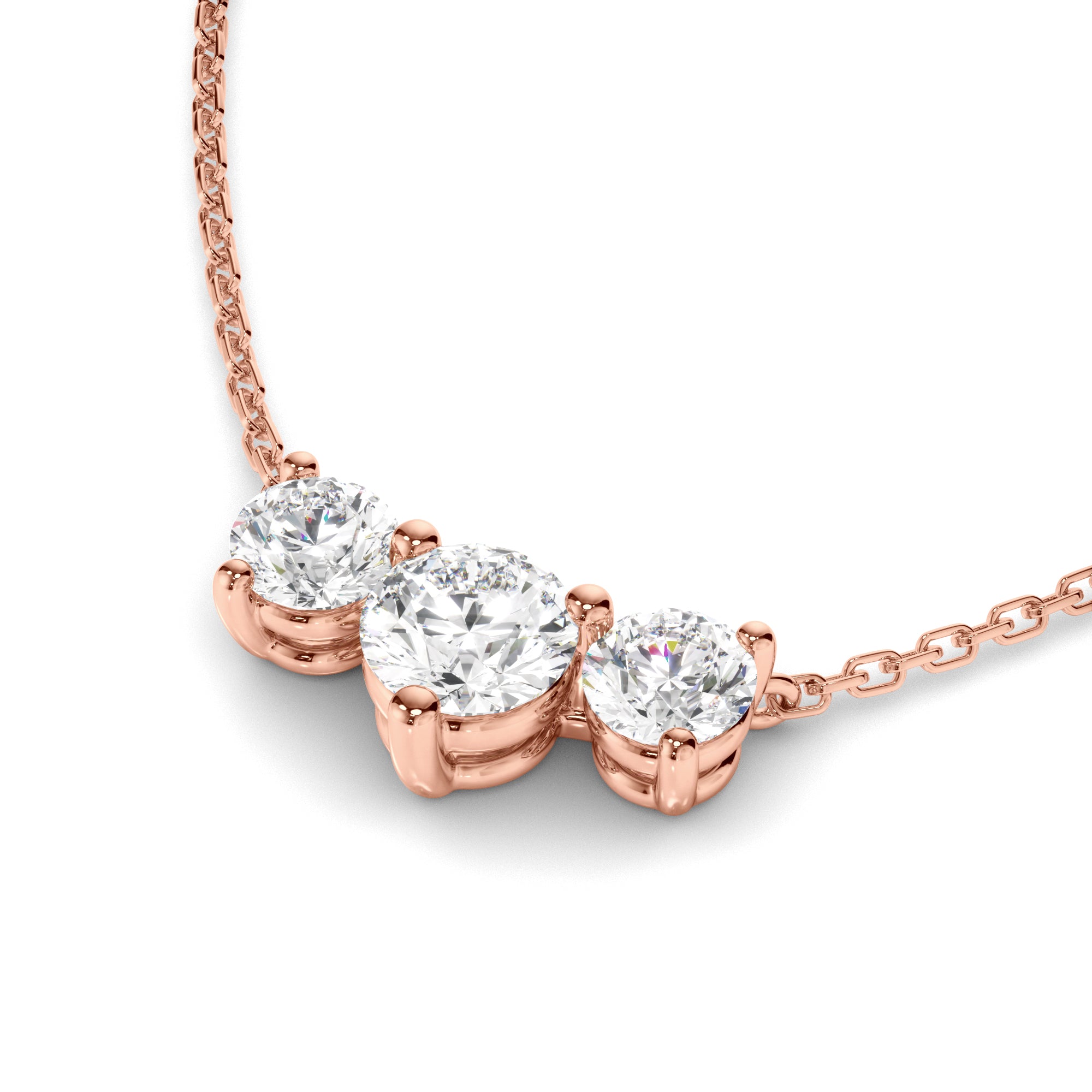 Zadie - Round Brilliant Cut Diamond Trilogy Necklet
