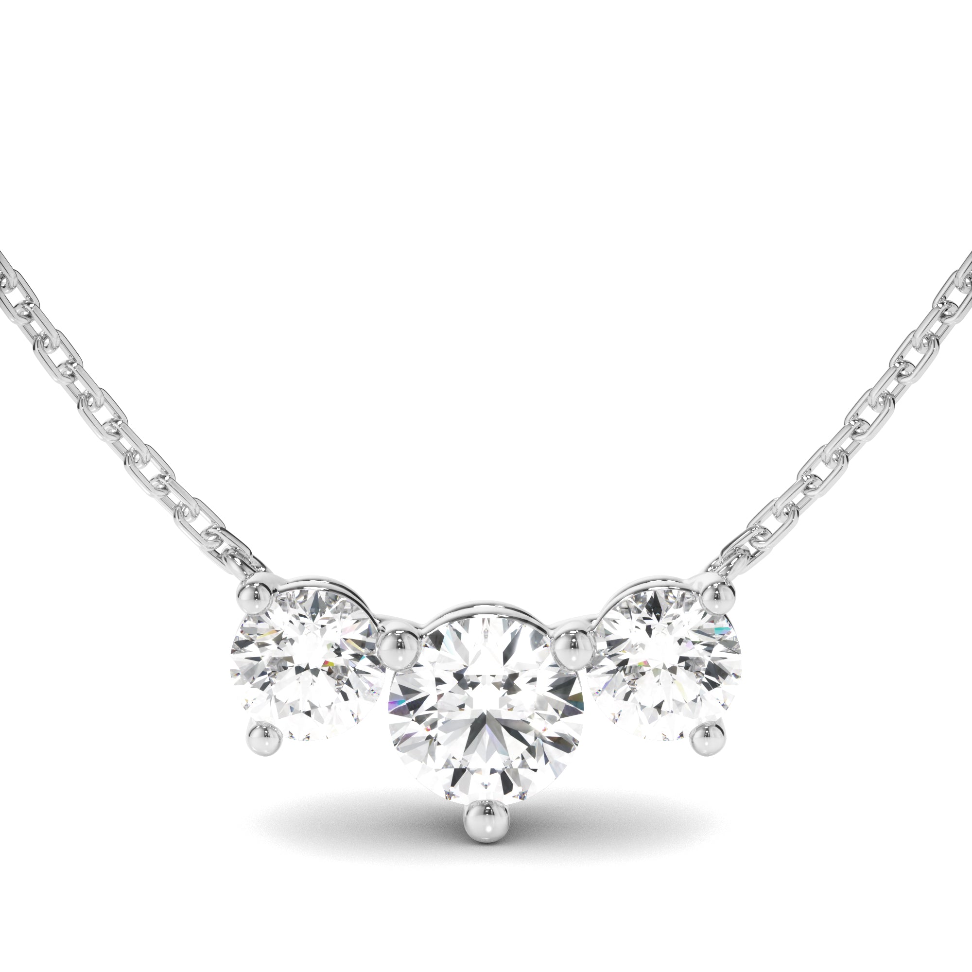 Zadie - Round Brilliant Cut Diamond Trilogy Necklet