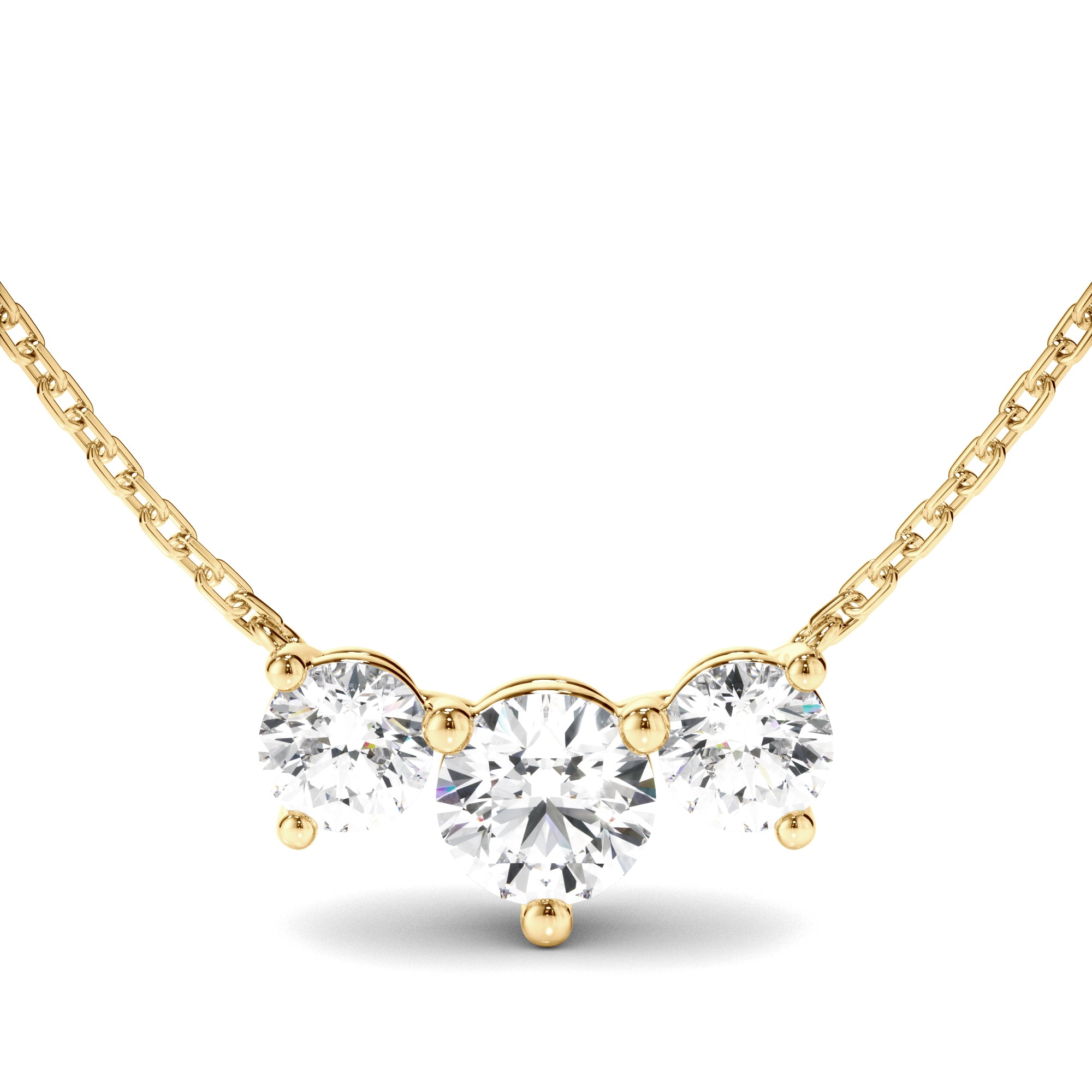 Zadie - Round Brilliant Cut Diamond Trilogy Necklet