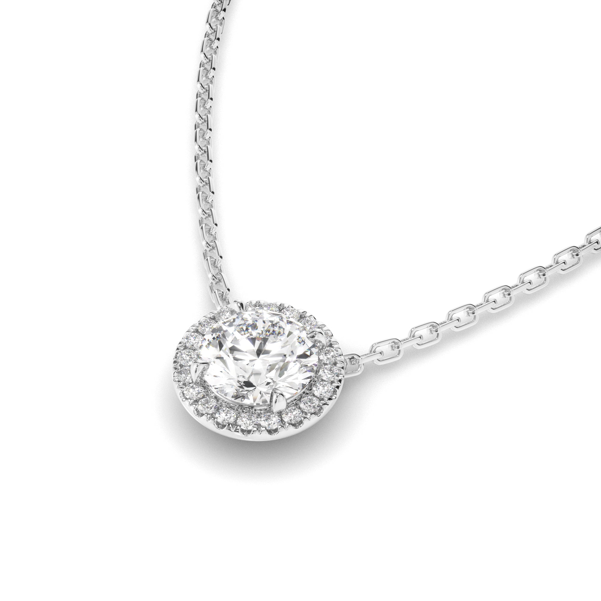 Eudora - Round Brilliant Cut Diamond Halo Necklet