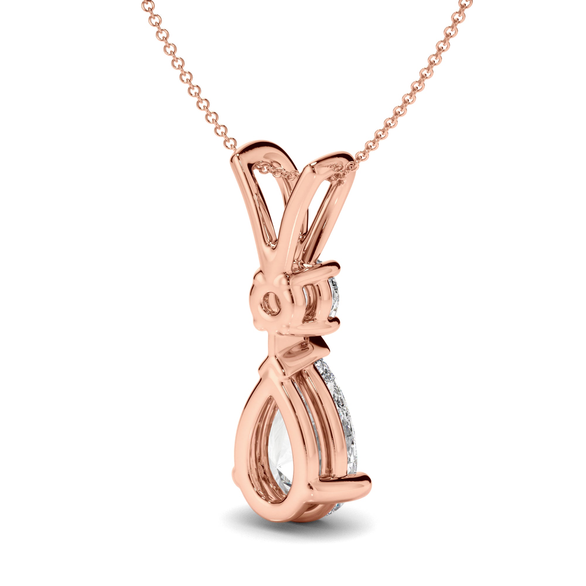 Inez - Pear & Round Brilliant Cut Diamond Drop Pendant