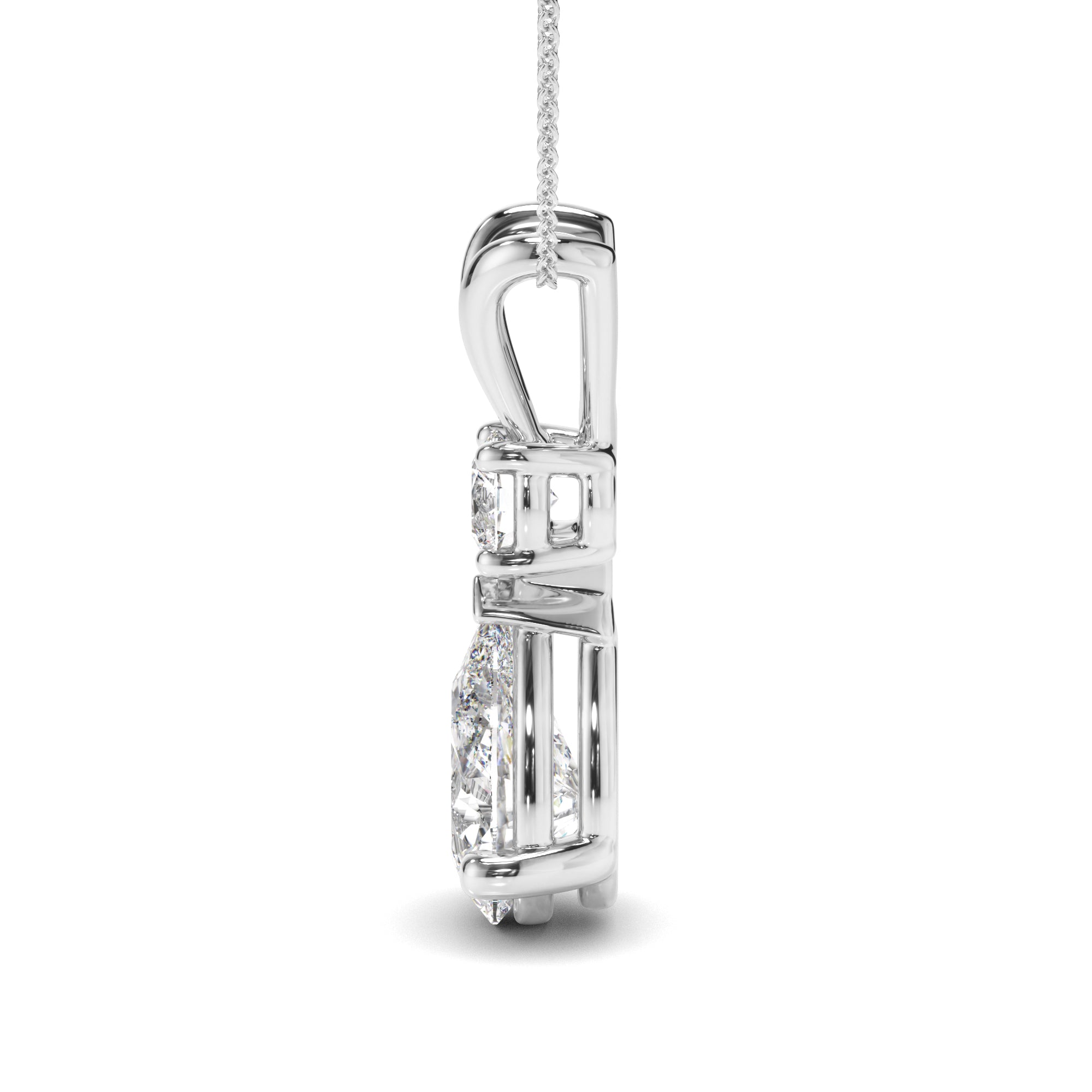 Inez - Pear & Round Brilliant Cut Diamond Drop Pendant