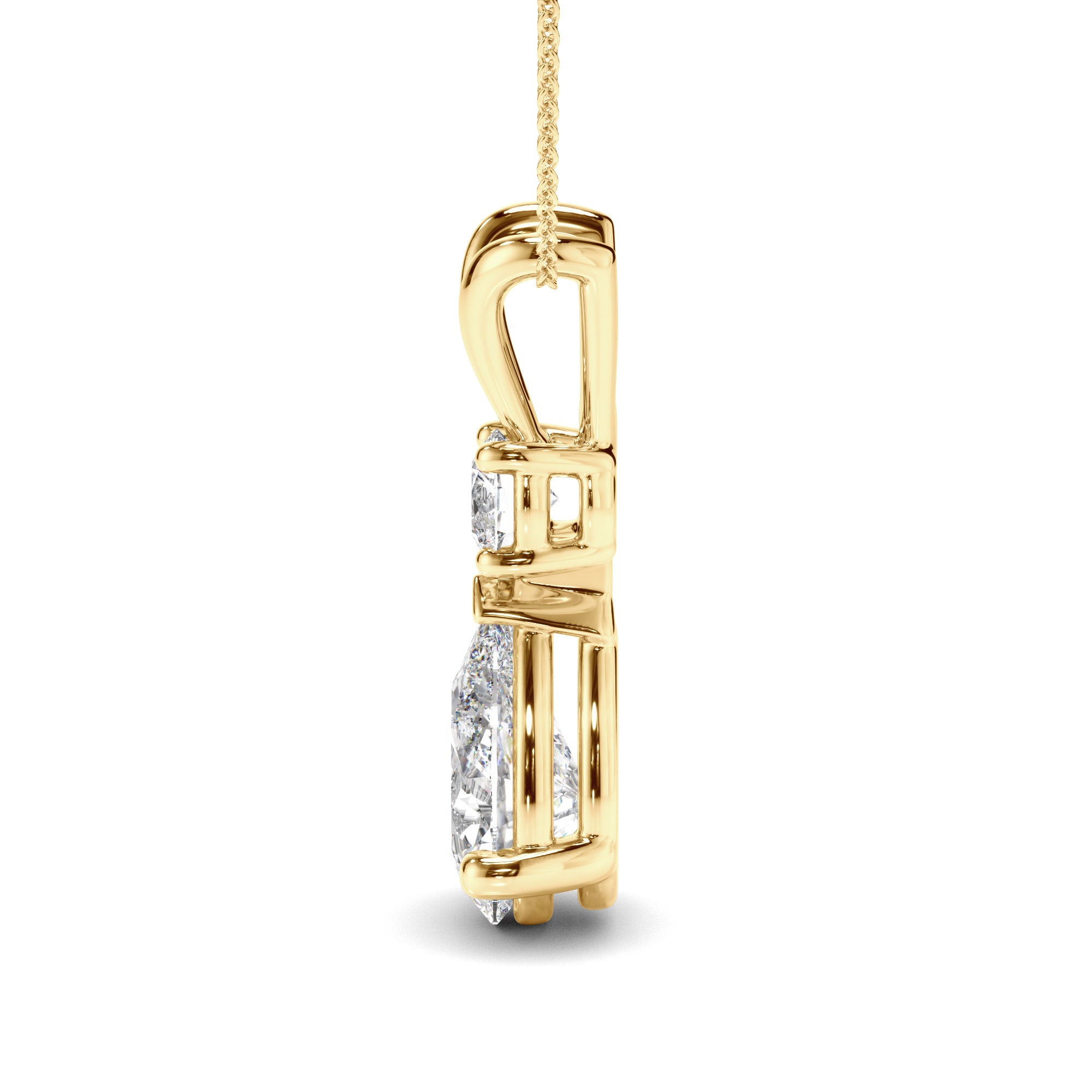 Inez - Pear & Round Brilliant Cut Diamond Drop Pendant