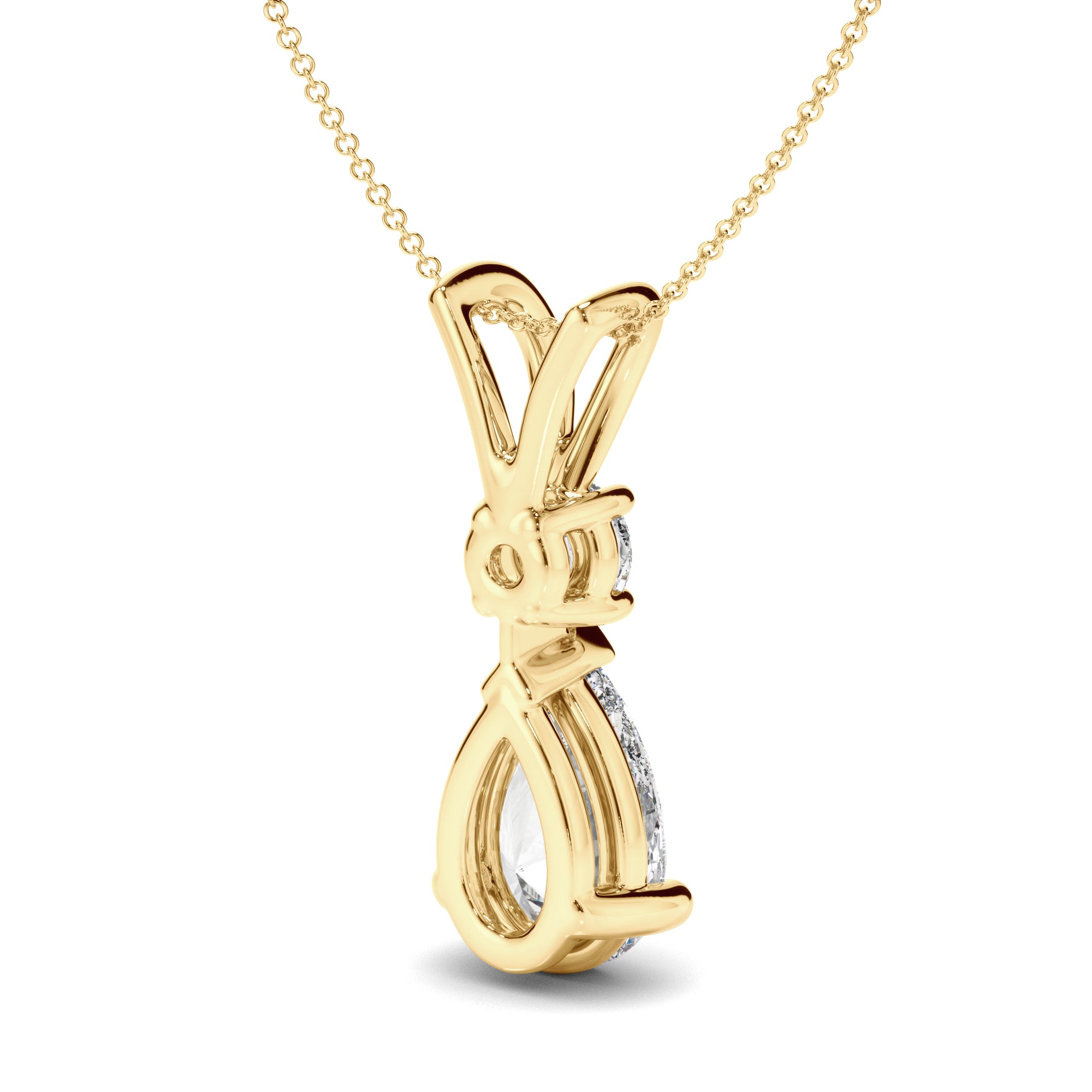 Inez - Pear & Round Brilliant Cut Diamond Drop Pendant
