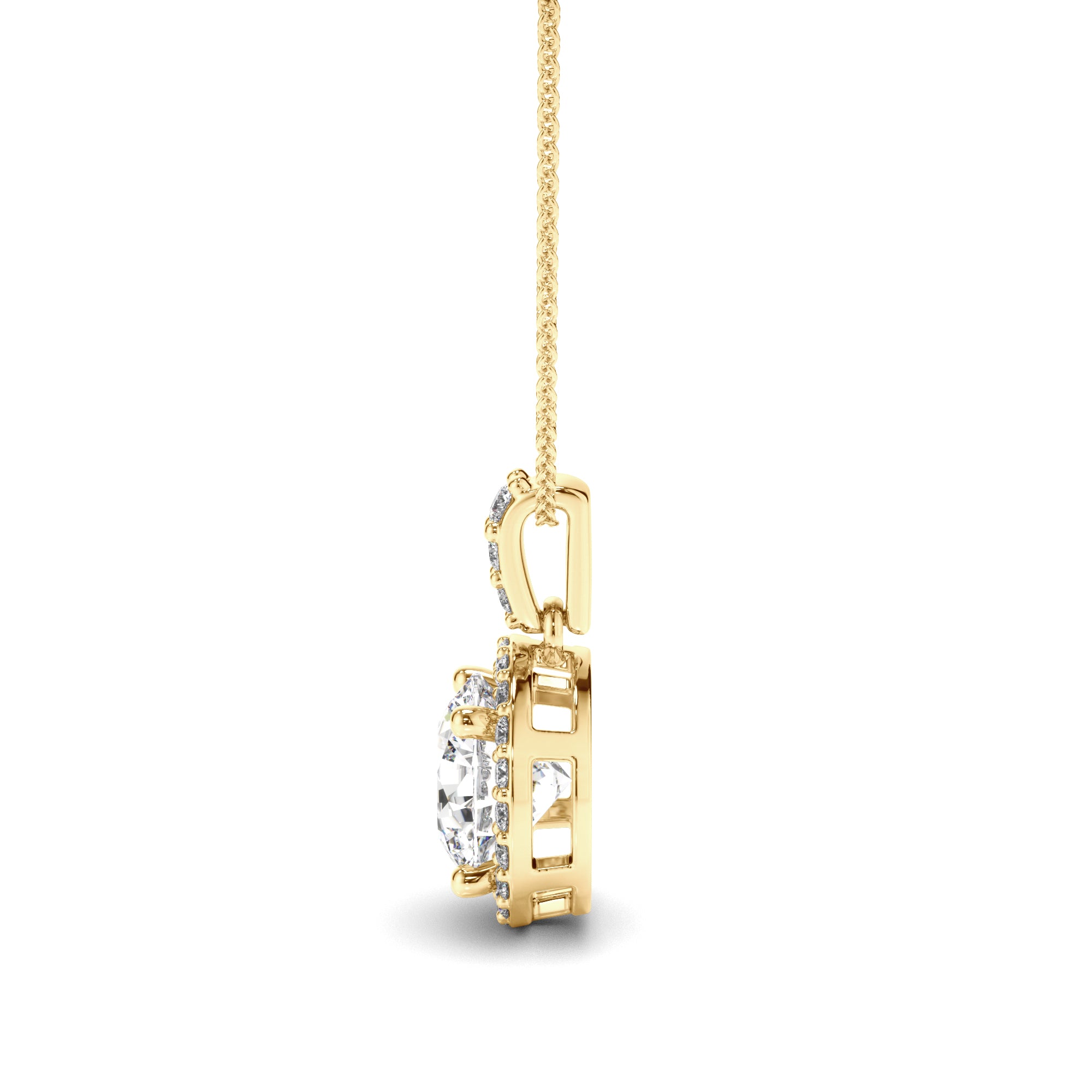 Etta - Round Brilliant Cut Diamond Halo Pendant