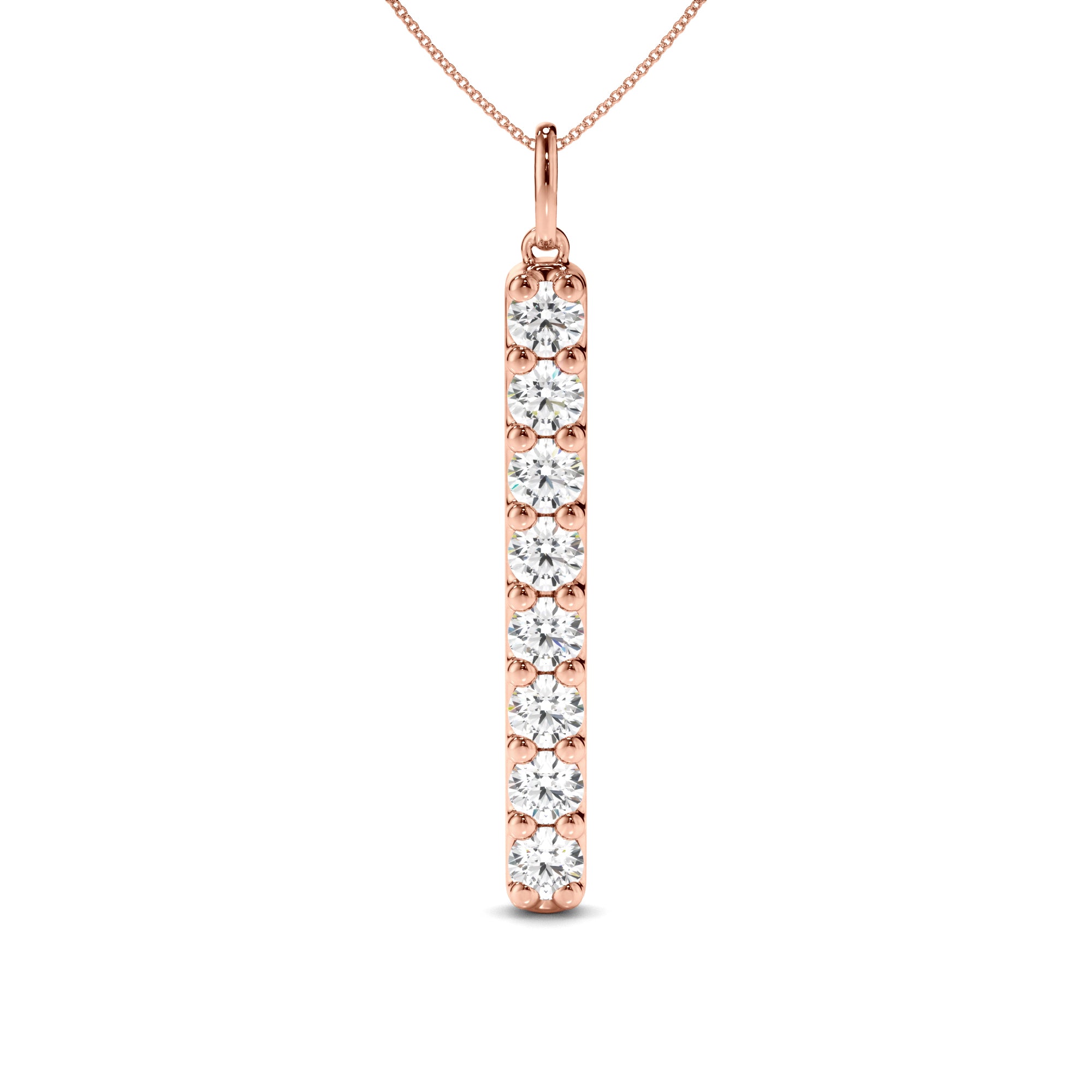 Liora - Round Brilliant Cut Diamond Drop Bar Pendant