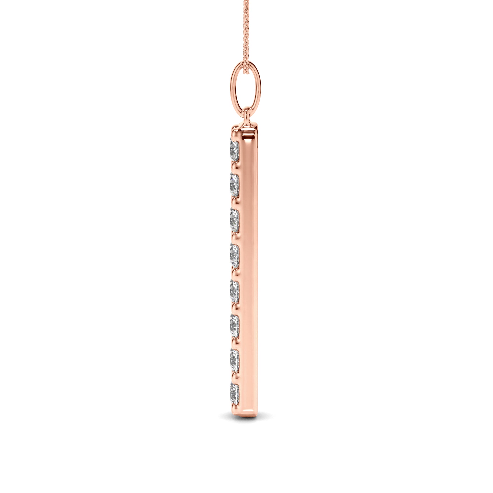 Liora - Round Brilliant Cut Diamond Drop Bar Pendant