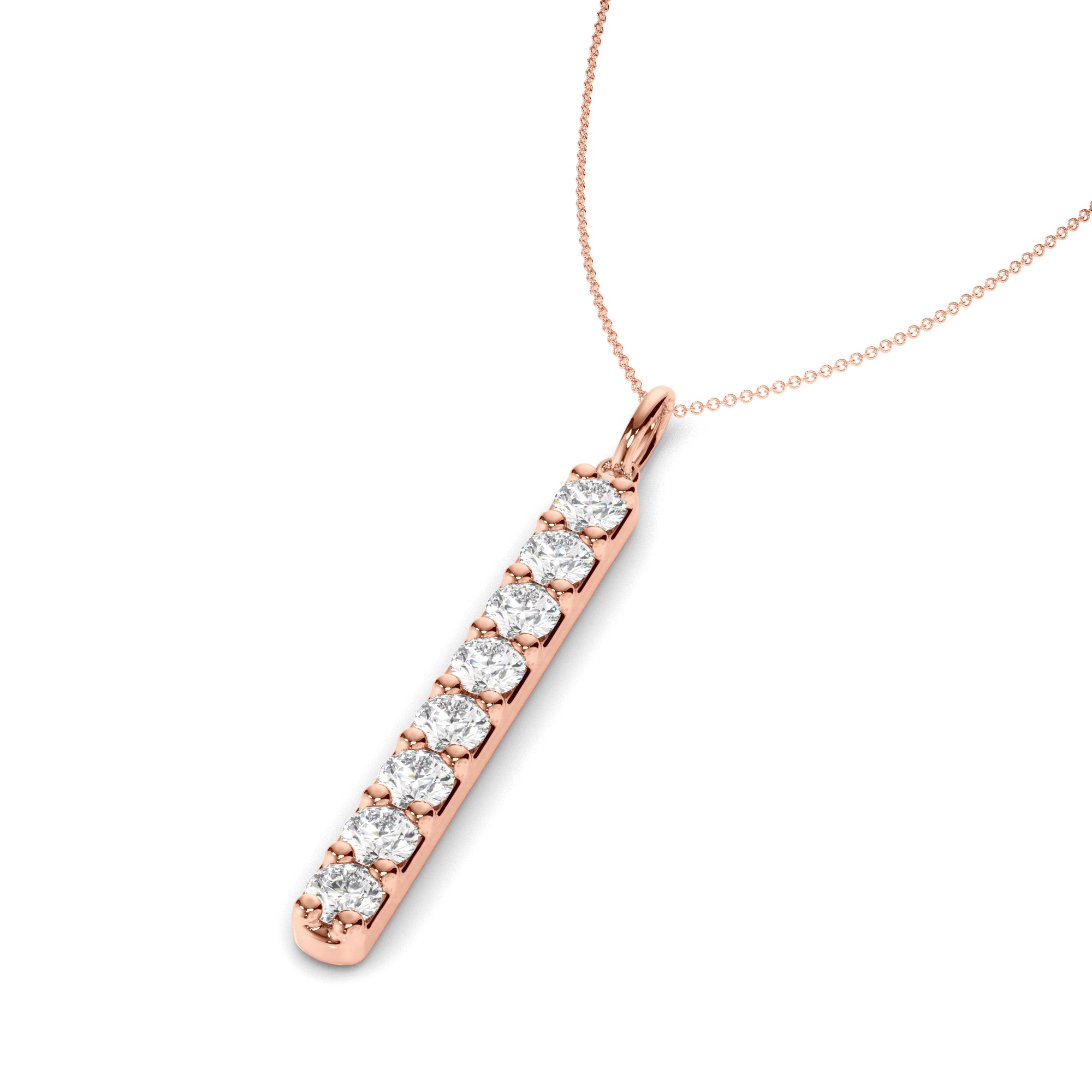Liora - Round Brilliant Cut Diamond Drop Bar Pendant