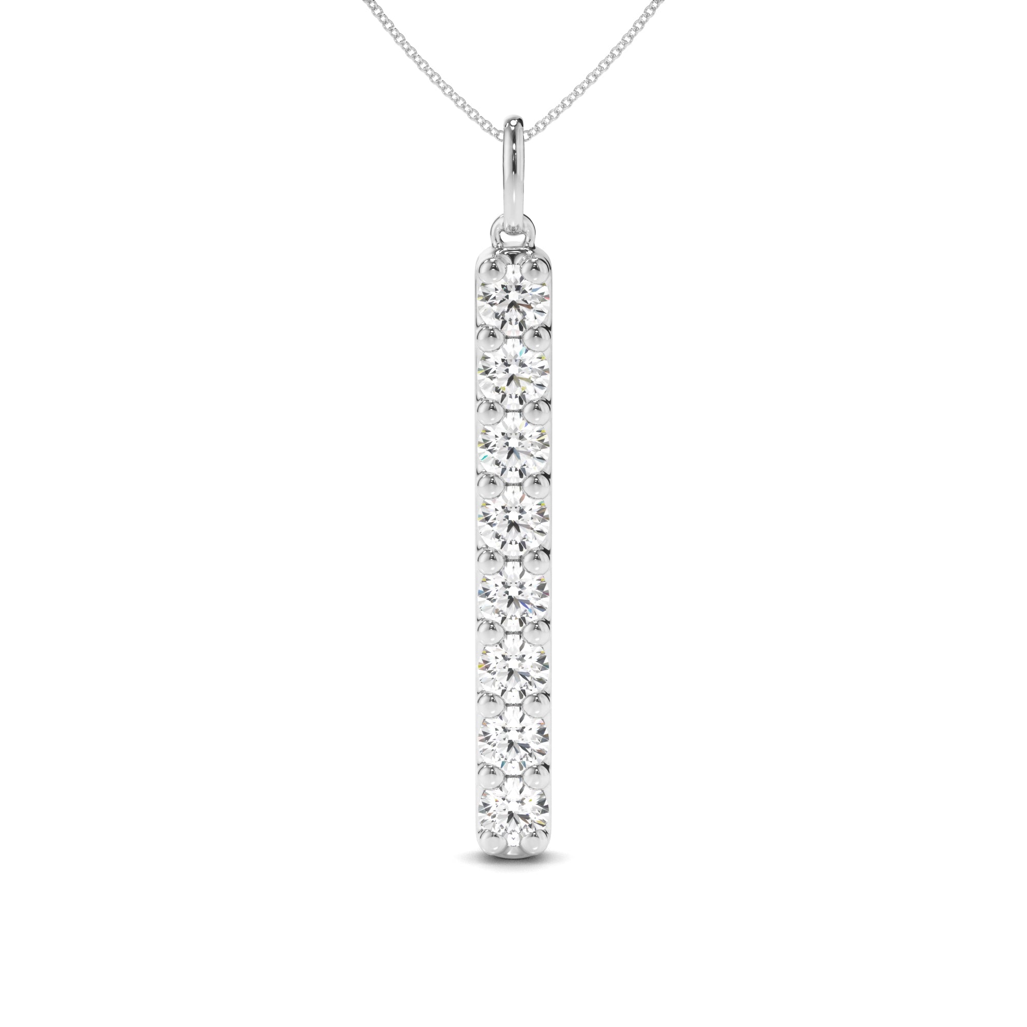 Liora - Round Brilliant Cut Diamond Drop Bar Pendant