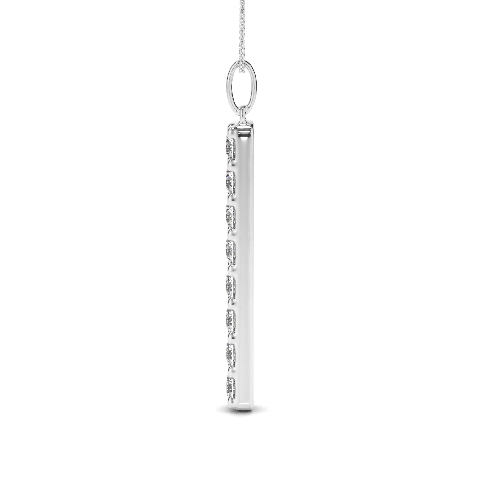 Liora - Round Brilliant Cut Diamond Drop Bar Pendant
