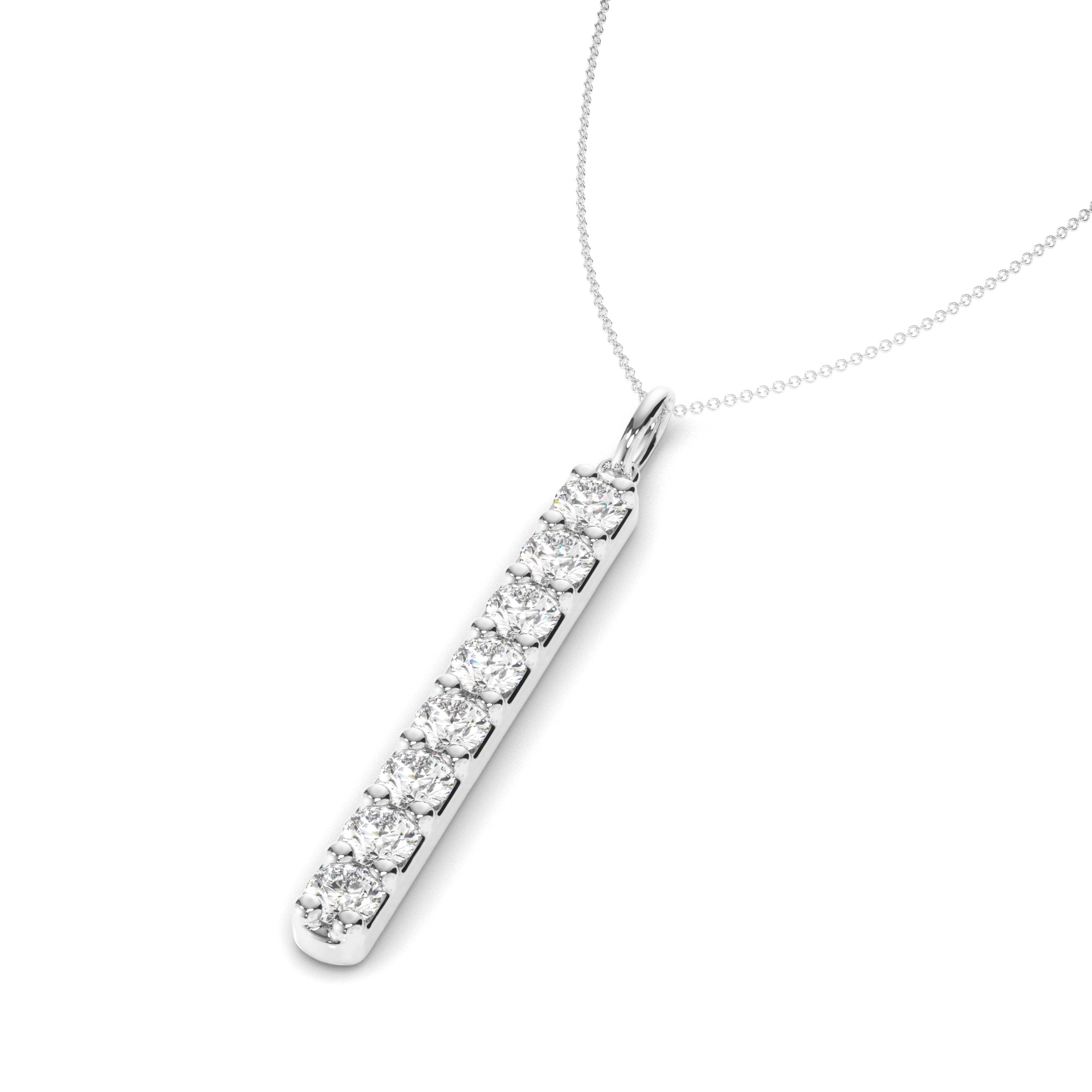 Liora - Round Brilliant Cut Diamond Drop Bar Pendant