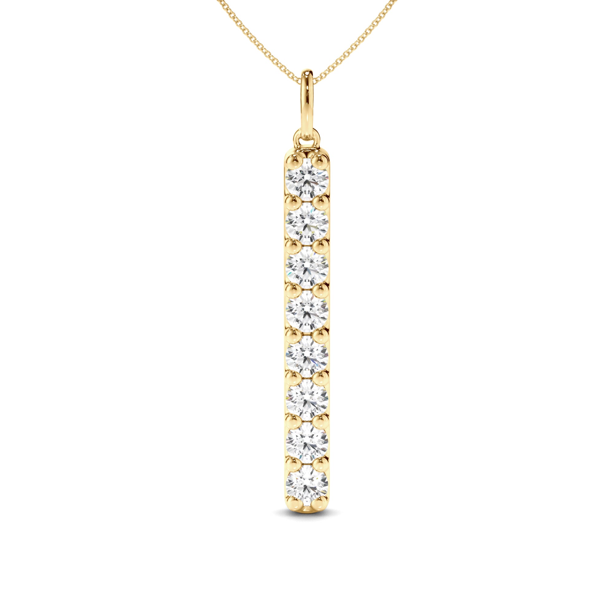 Liora - Round Brilliant Cut Diamond Drop Bar Pendant